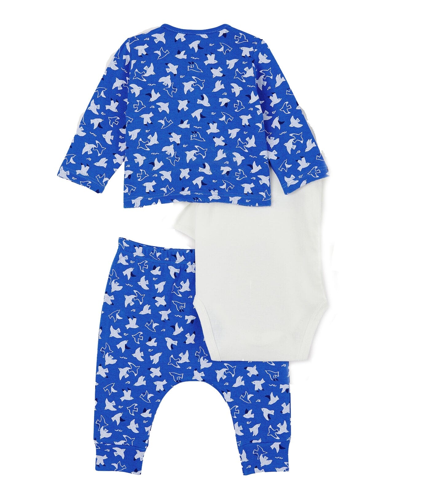 Petit Bateau Kombination 3 Teile blau Body und Hose Cardigan Baby Kombination Petit Bateau