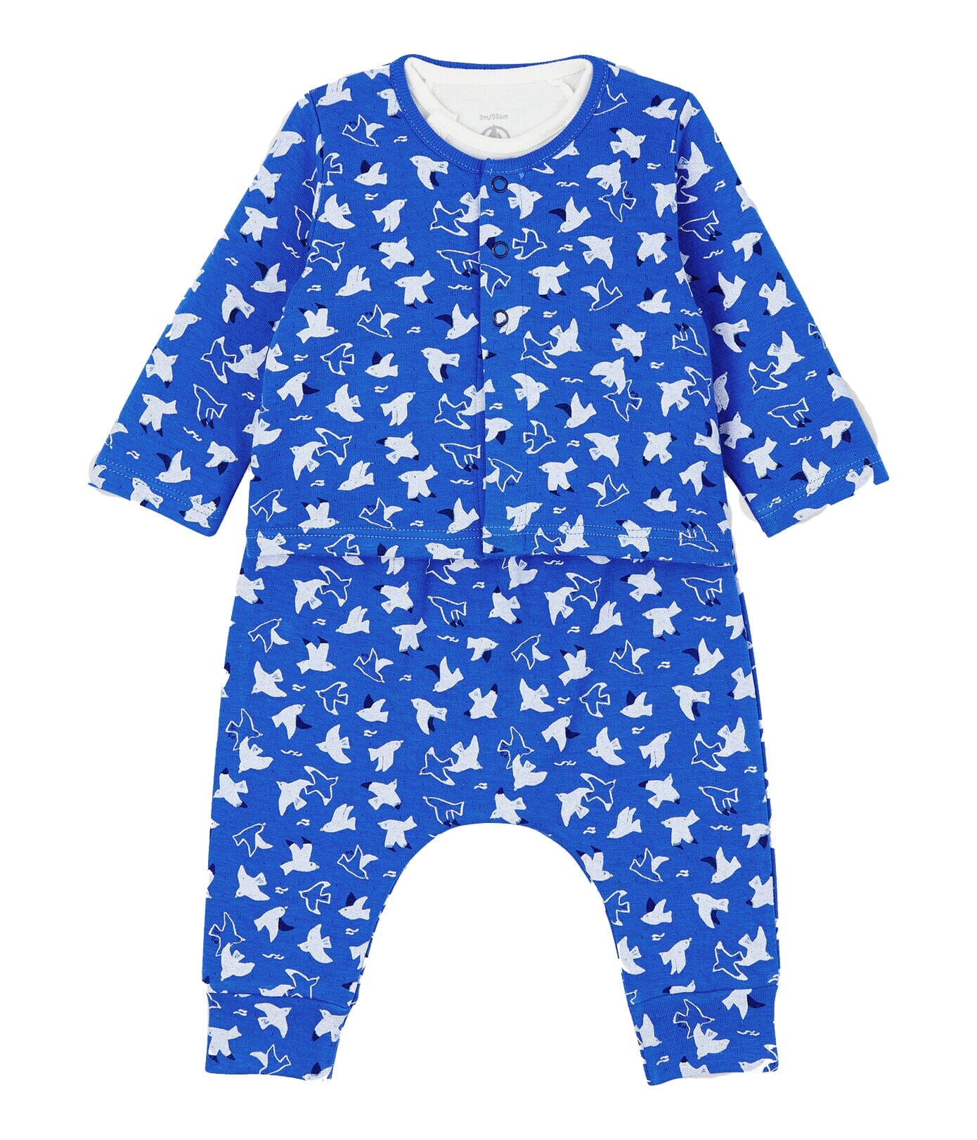Petit Bateau Kombination 3 Teile blau Body und Hose Cardigan Baby Kombination Petit Bateau
