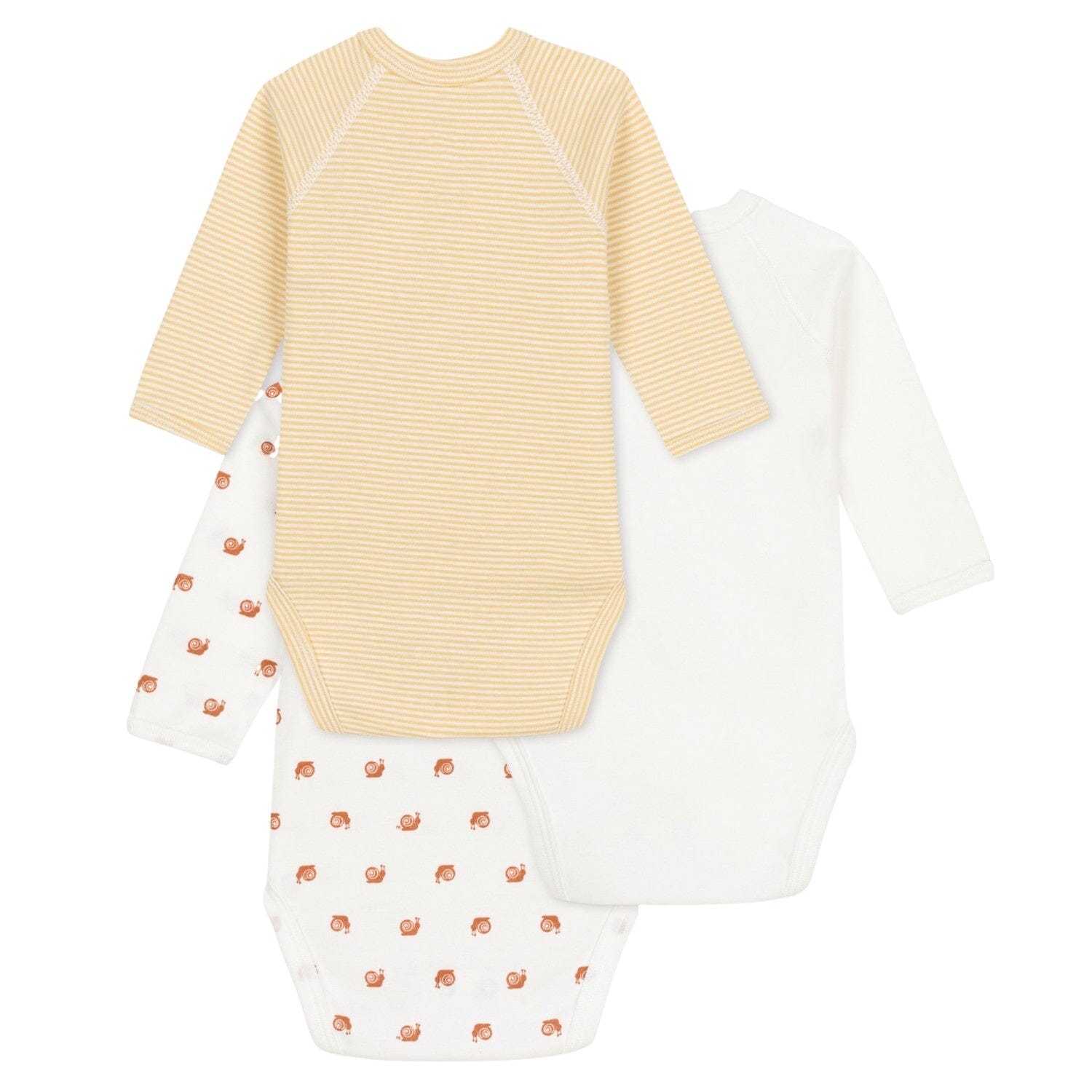 Petit Bateau Baby Wickel-Bodyset 3 Teile weiß/ gelb/ Schnecken Spieler und Bodys Petit Bateau