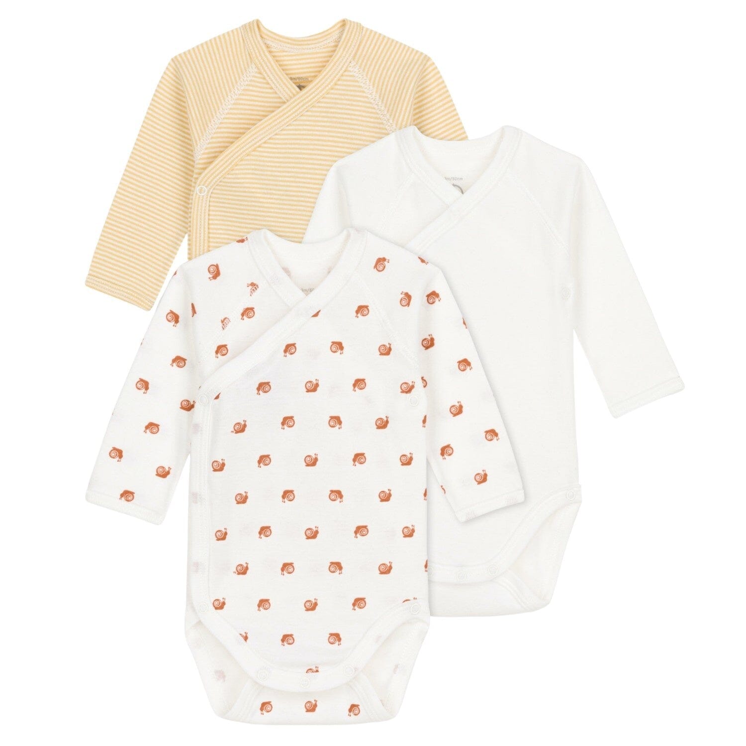 Petit Bateau Baby Wickel-Bodyset 3 Teile weiß/ gelb/ Schnecken Spieler und Bodys Petit Bateau