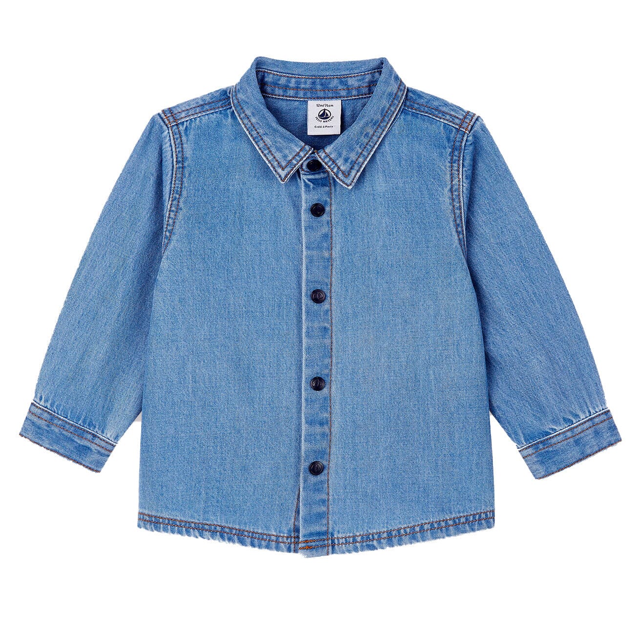 Betit Bateau Jeans-Babyhemd aus leichtem Denim Hemden Petit Bateau