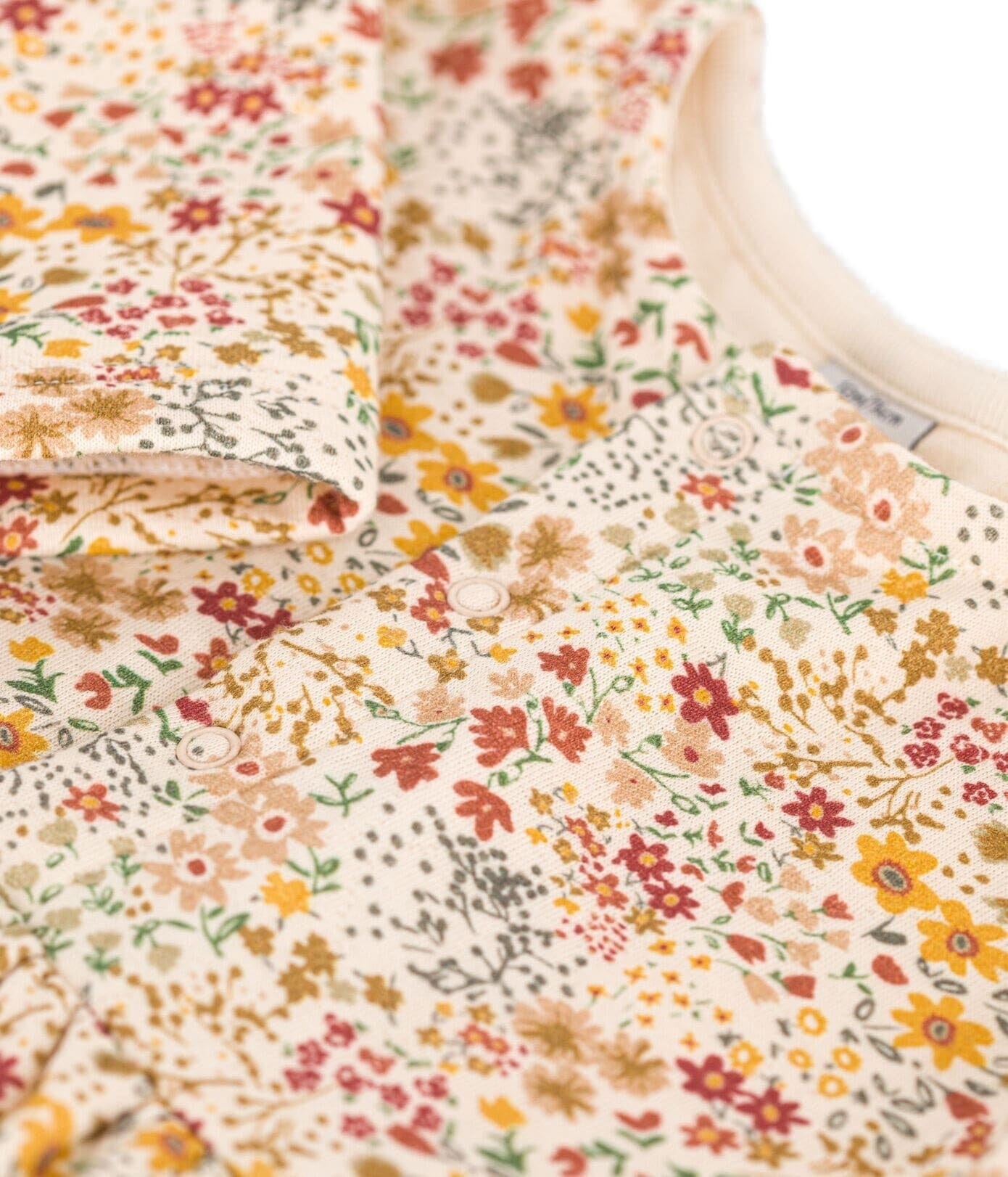 Petit Bateau langärmeliges Baby Kleid mehrfarbig rot / rosa / orange mit Blumenprint Kleid Petit Bateau