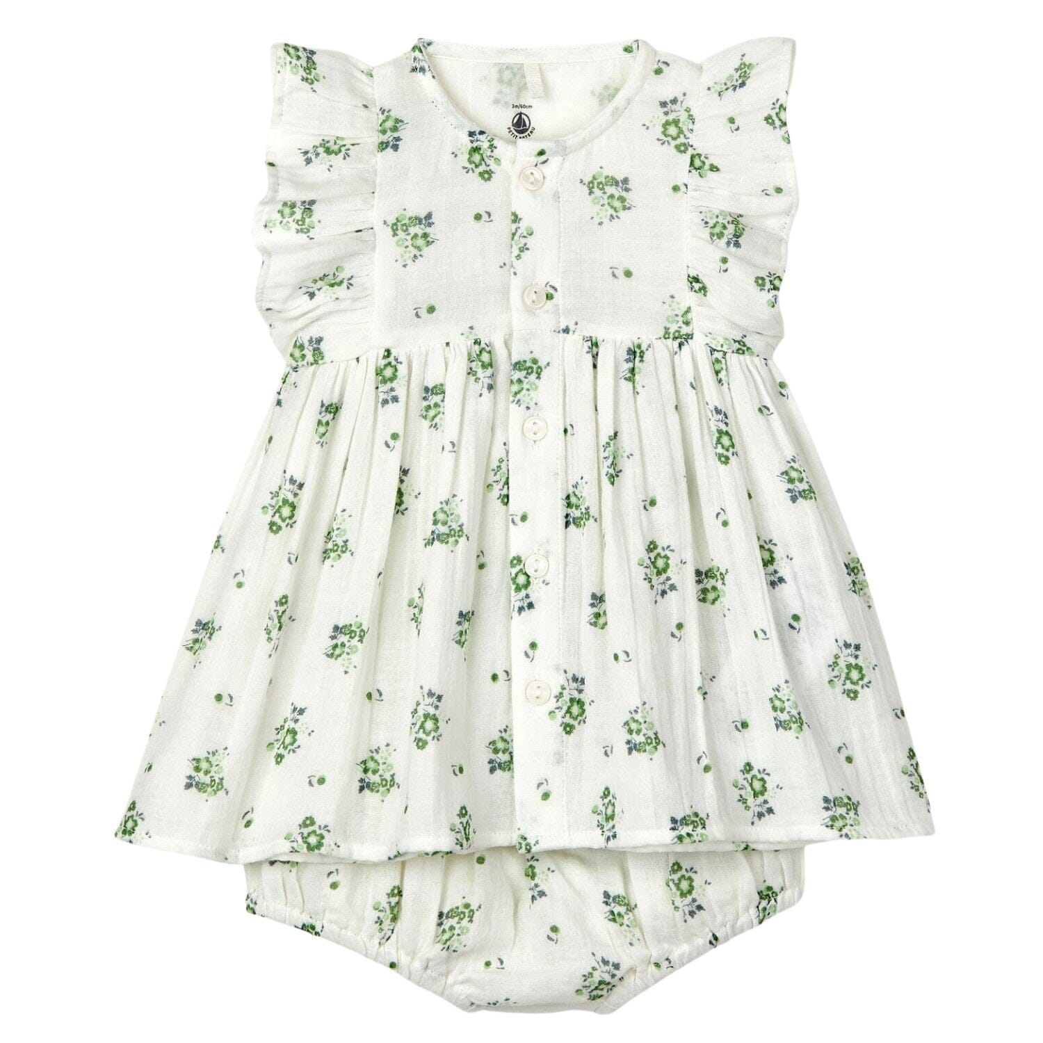 Petit Bateau Kleid mit Bloomers aus Bio- Baumwoll-Gaze mit Blumenprint - Copy Kleid Petit Bateau