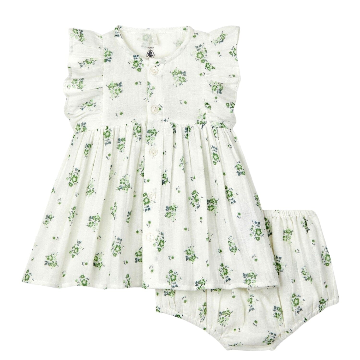 Petit Bateau Kleid mit Bloomers aus Bio- Baumwoll-Gaze mit Blumenprint - Copy Kleid Petit Bateau