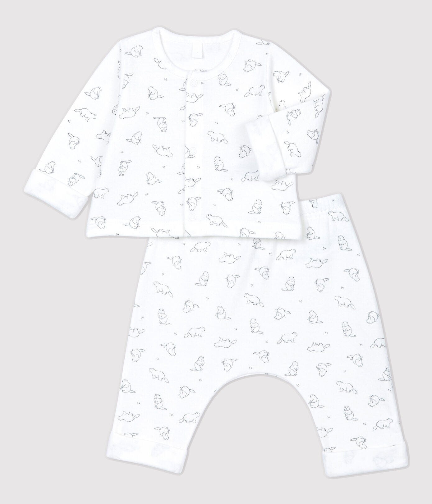 Petit Bateau 2-teiliges Babyset mit Allover Biber Print creme Baby Kombinationen Petit Bateau