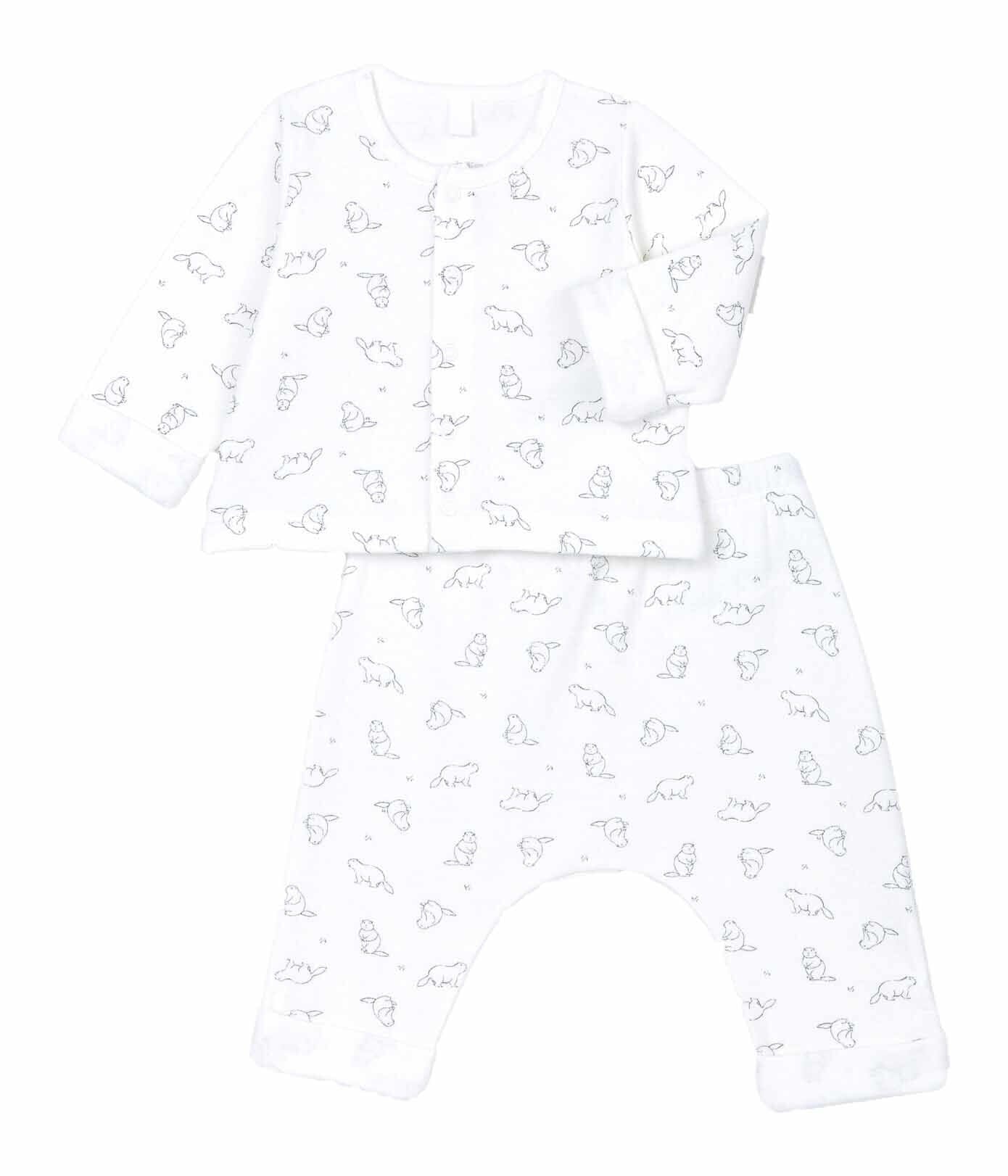 Petit Bateau 2-teiliges Babyset mit Allover Biber Print creme Baby Kombinationen Petit Bateau
