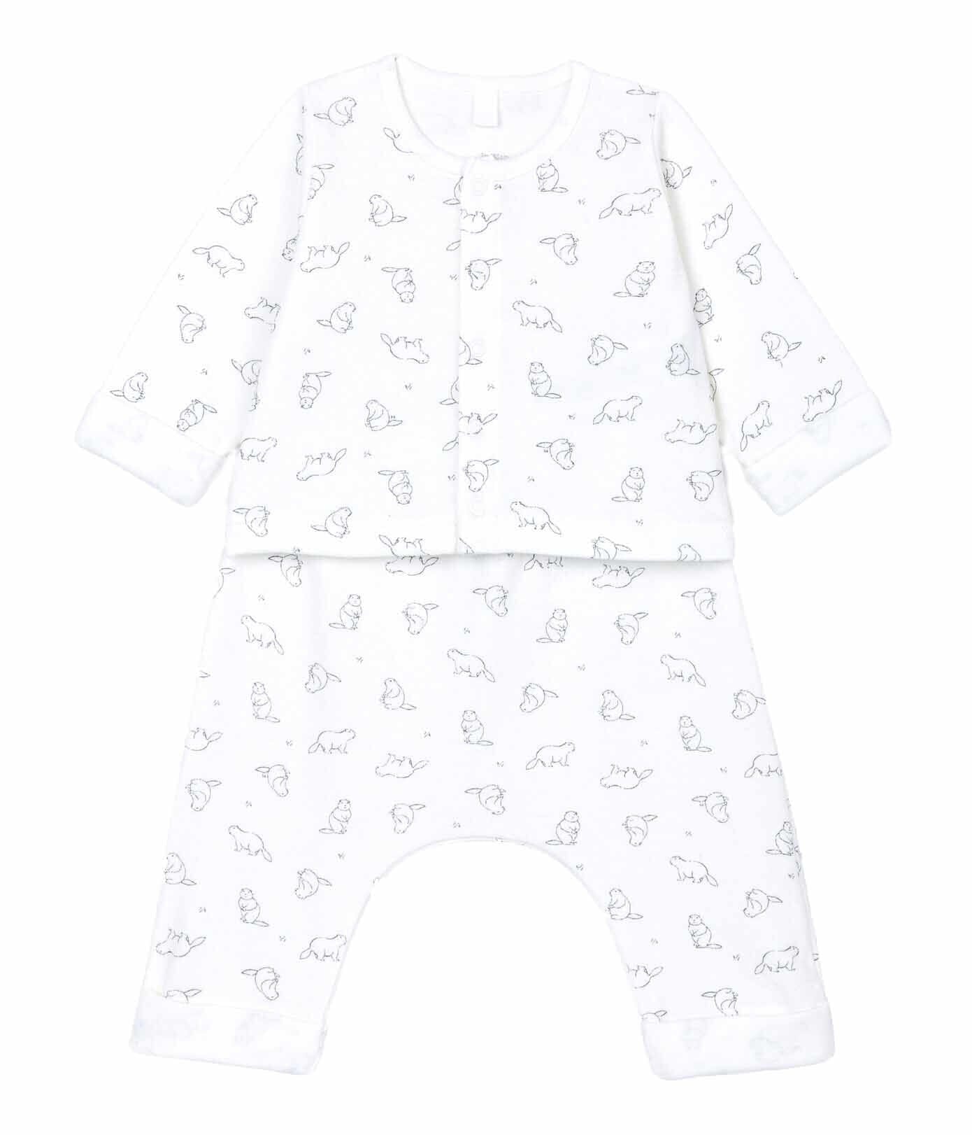 Petit Bateau 2-teiliges Babyset mit Allover Biber Print creme Baby Kombinationen Petit Bateau