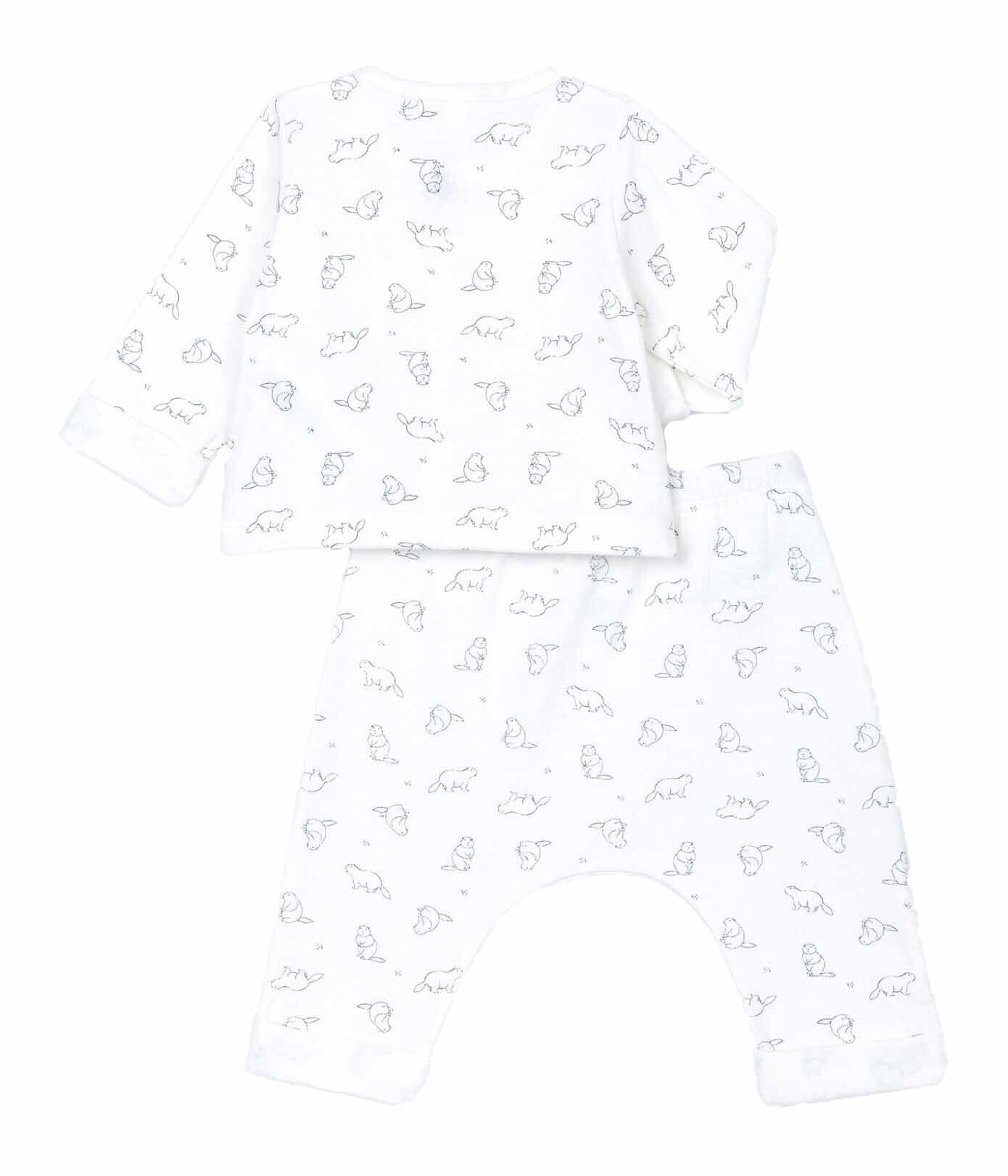 Petit Bateau 2-teiliges Babyset mit Allover Biber Print creme Baby Kombinationen Petit Bateau