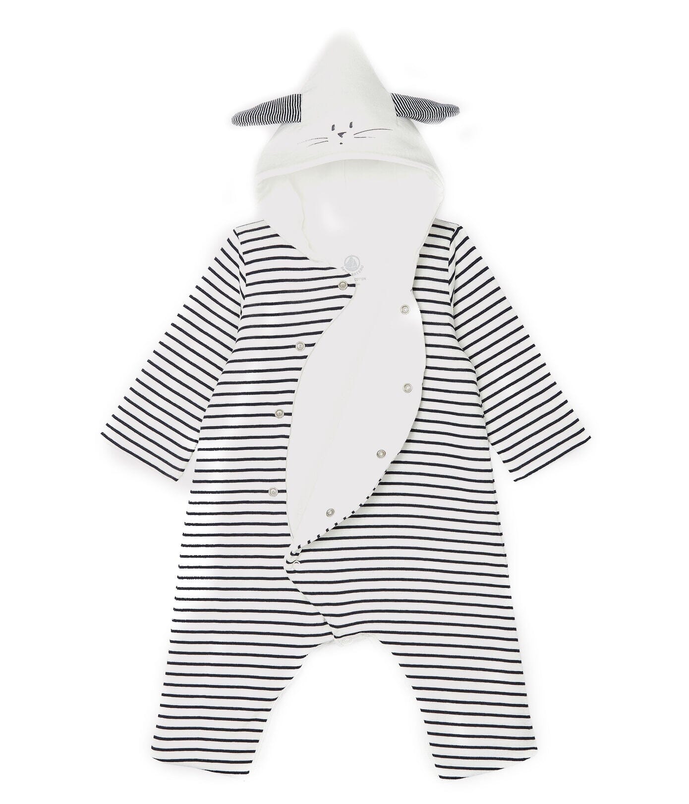 Petit Bateau Overall gefüttert Milleraies Ohren Kapuze blau weiß Einteiler / Bodysuits Petit Bateau
