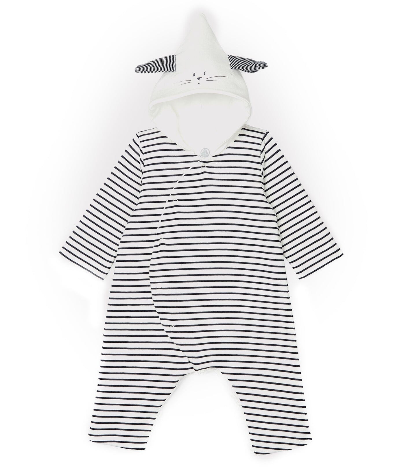 Petit Bateau Overall gefüttert Milleraies Ohren Kapuze blau weiß Einteiler / Bodysuits Petit Bateau