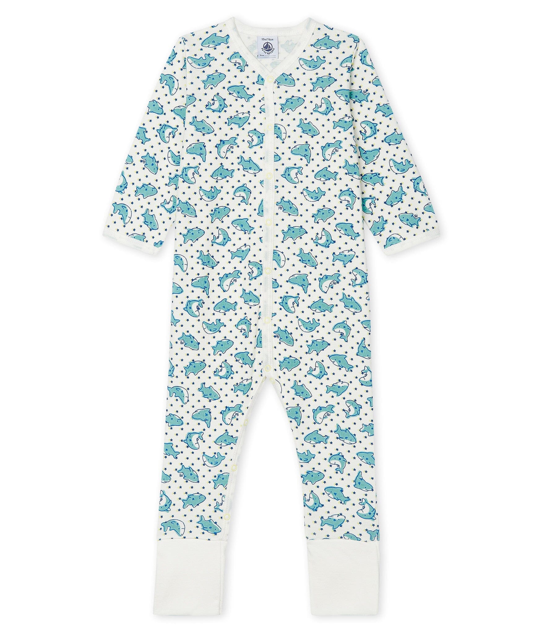 Petit Bateau Baby Strampler mit Sternen und Haien Strampler Petit Bateau