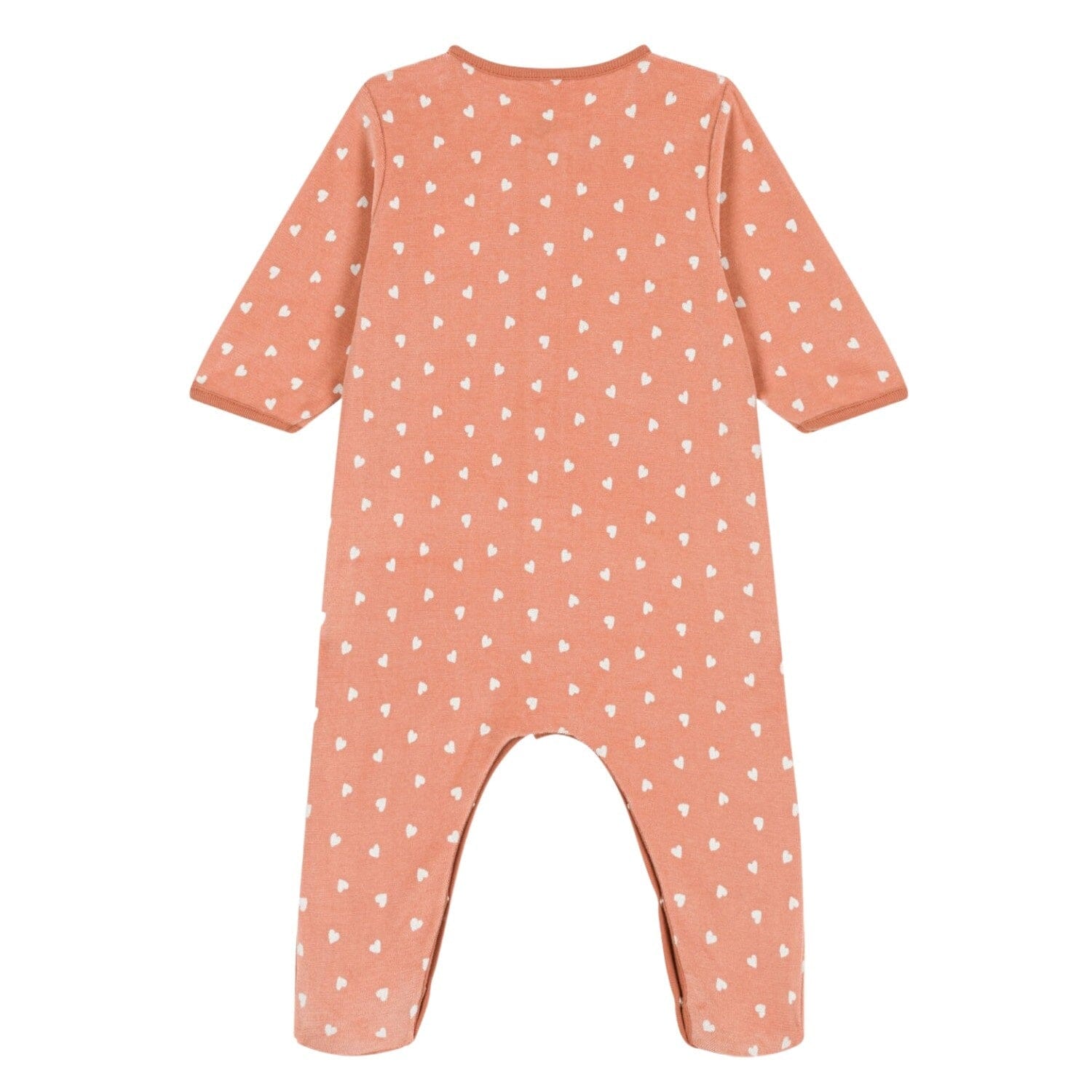 Petit Bateau Samt Strampler orange mit Herzen Strampler Petit Bateau
