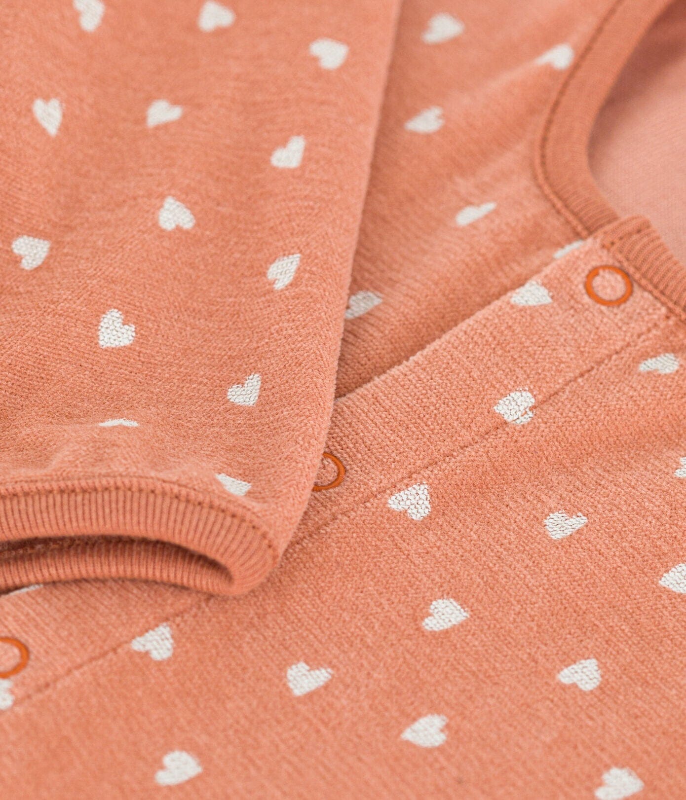 Petit Bateau Samt Strampler orange mit Herzen Strampler Petit Bateau