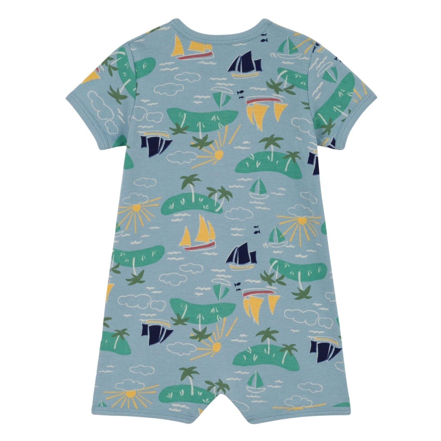 Petit Bateau Kurzoverall Entdeckermotiv blau Spieler / Body Petit Bateau