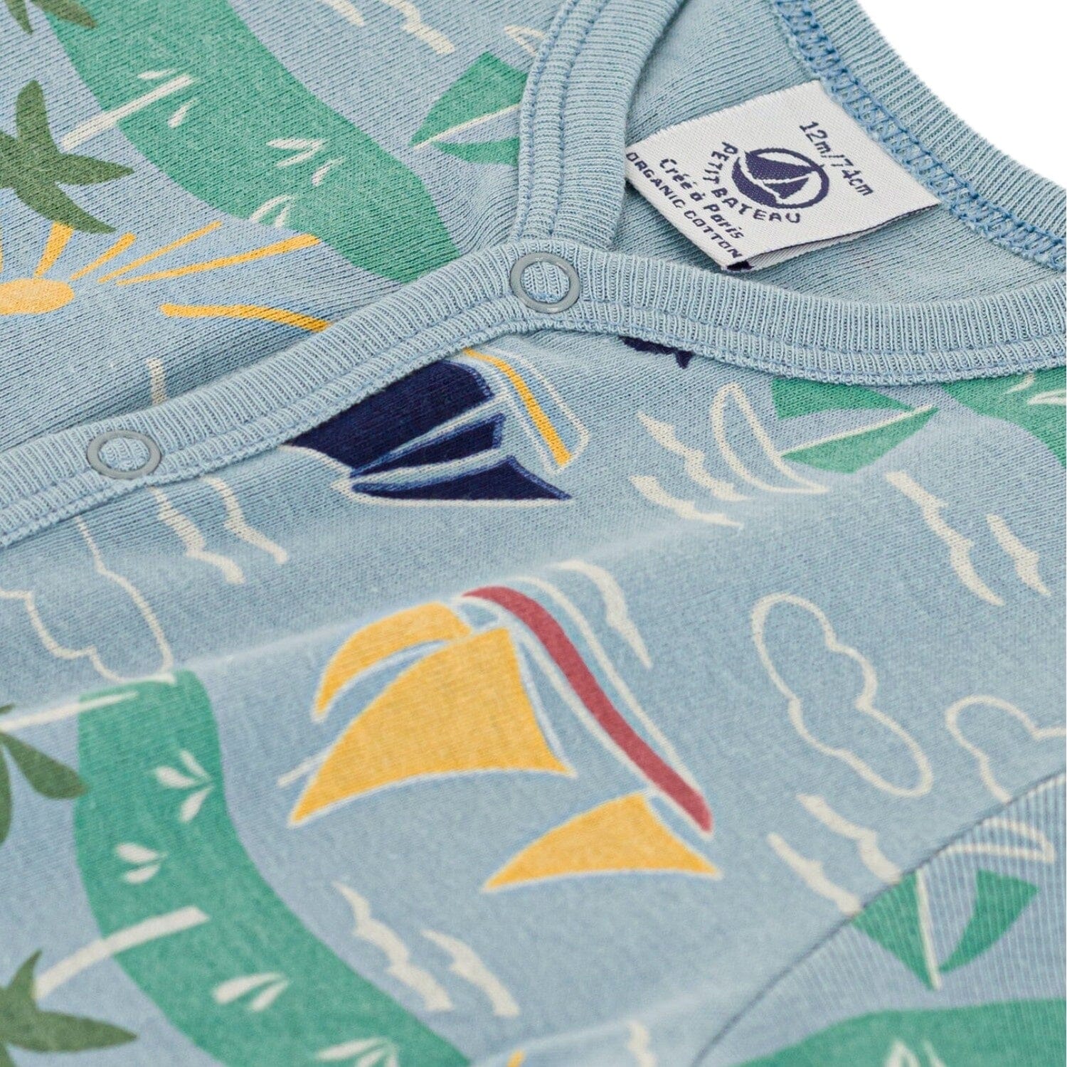 Petit Bateau Kurzoverall Entdeckermotiv blau Spieler / Body Petit Bateau