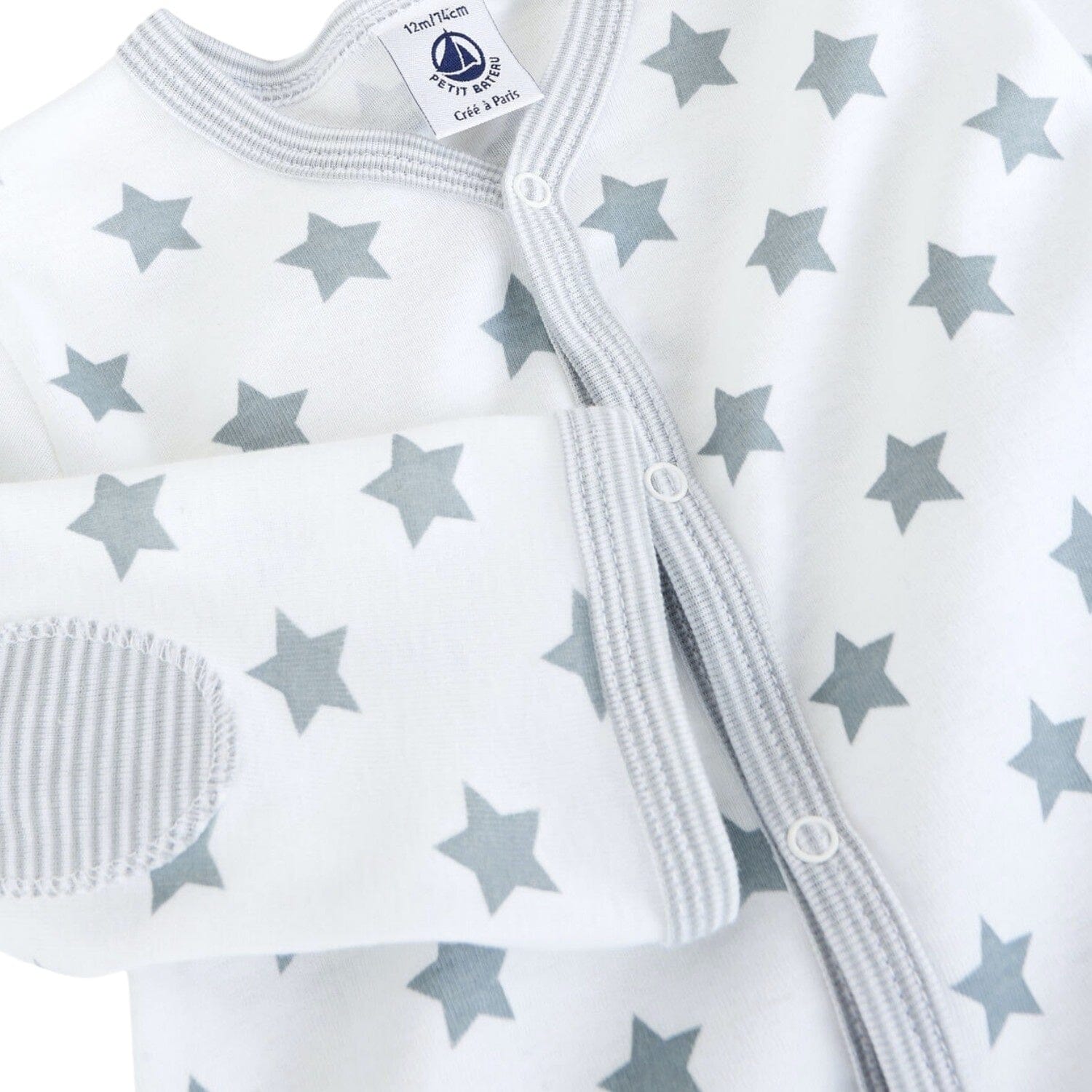 Petit Bateau Langarm Overall weiß mit blauen Sternen Einteiler / Bodysuits Petit Bateau