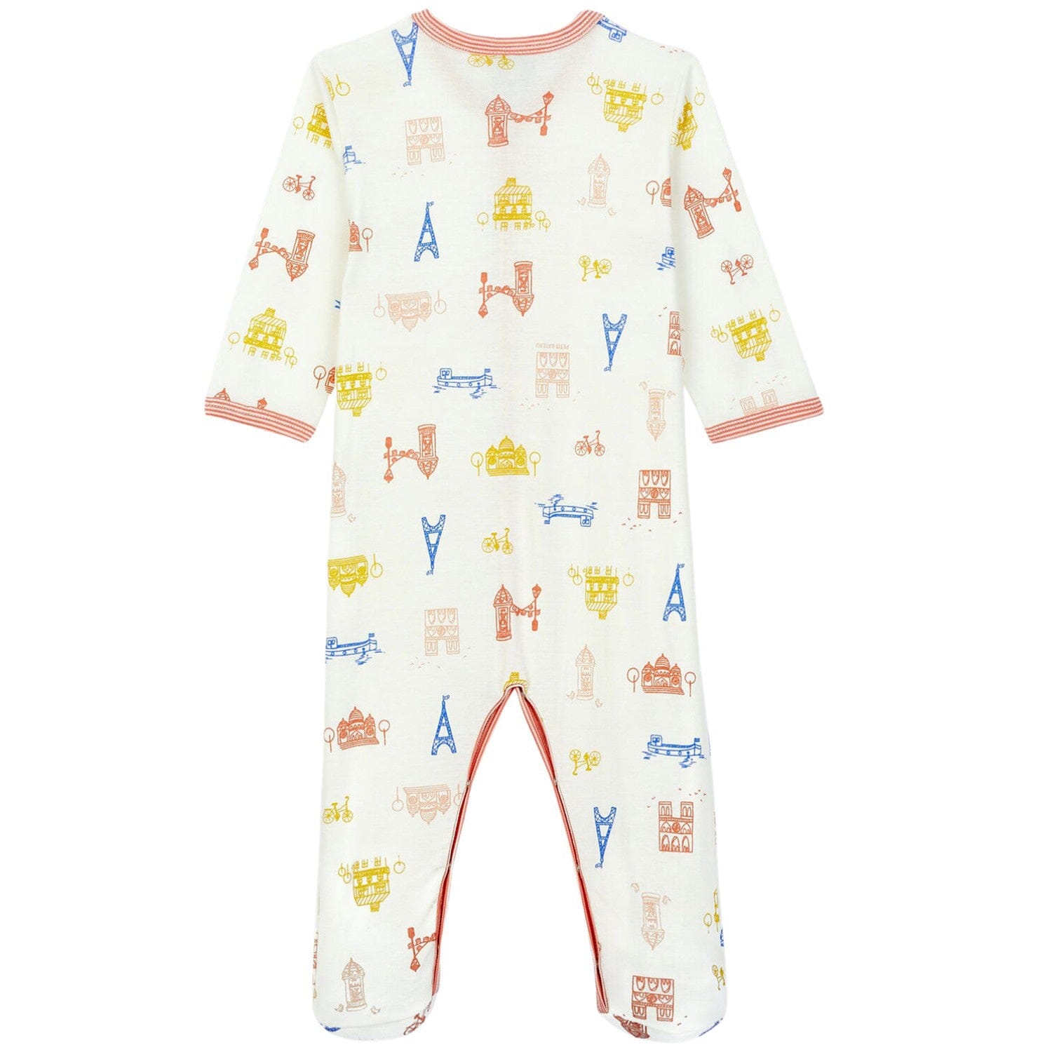 Petit Bateau Bodysuit Strampler mit Allover Paris Print creme Strampler Petit Bateau