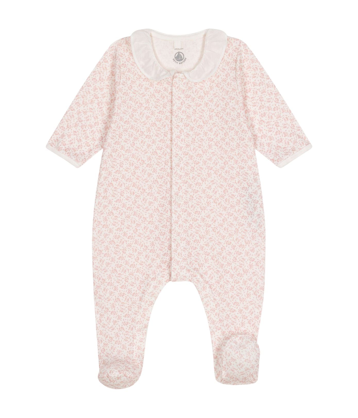 Petit Bateau cremefarbener Strampler mit rosa Blumenmuster Strampler Petit Bateau