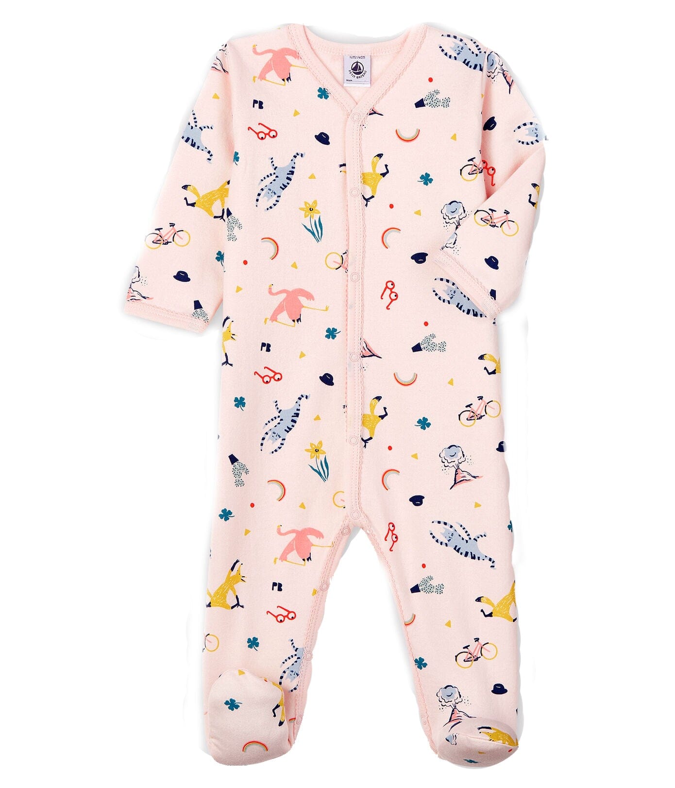 Petit Bateau Bodysuit aus Molton mit Allover Tier Print rosa Einteiler / Bodysuits Petit Bateau
