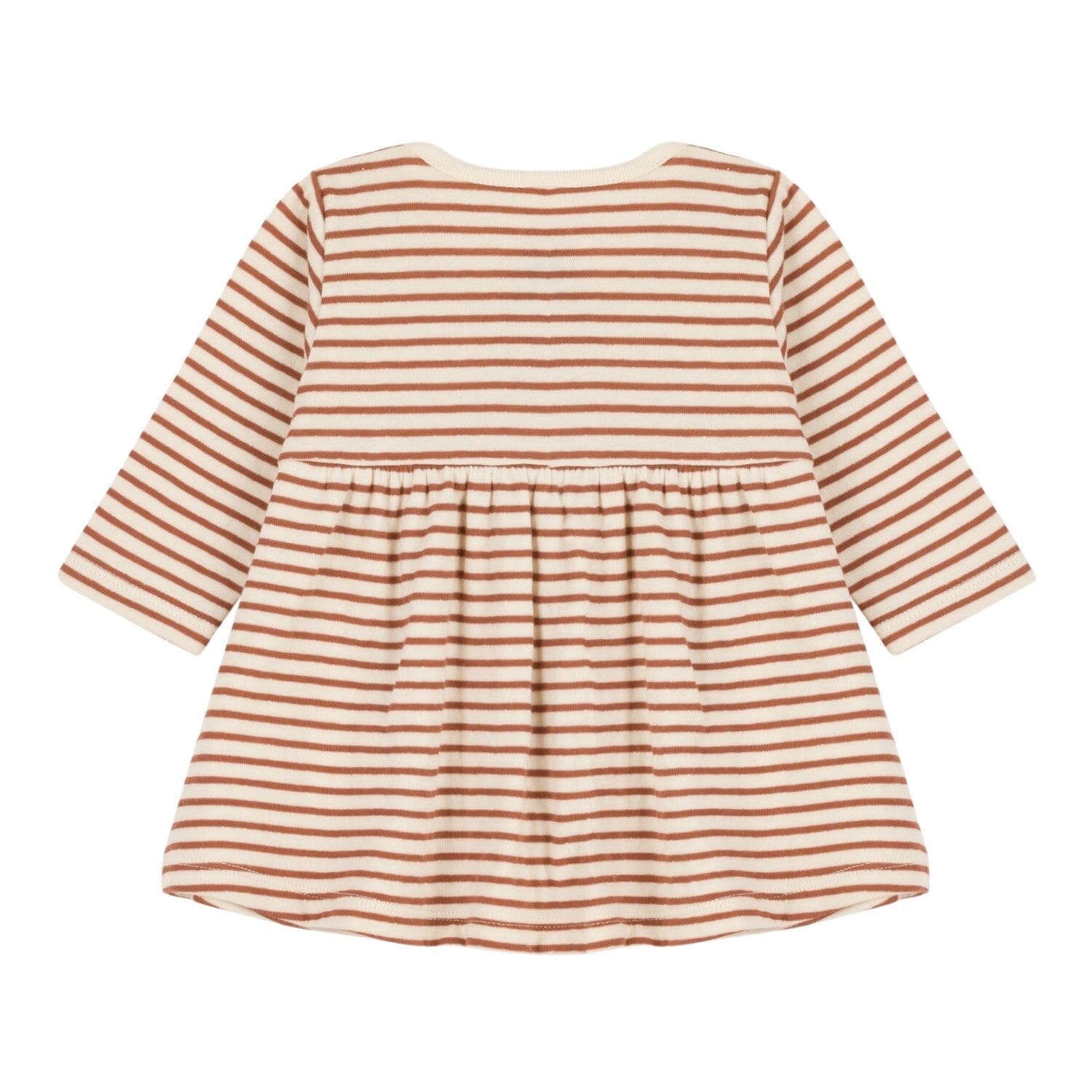 Petit Bateau langärmeliges gestreiftes Baby Kleid in beige/ braun Kleid Petit Bateau