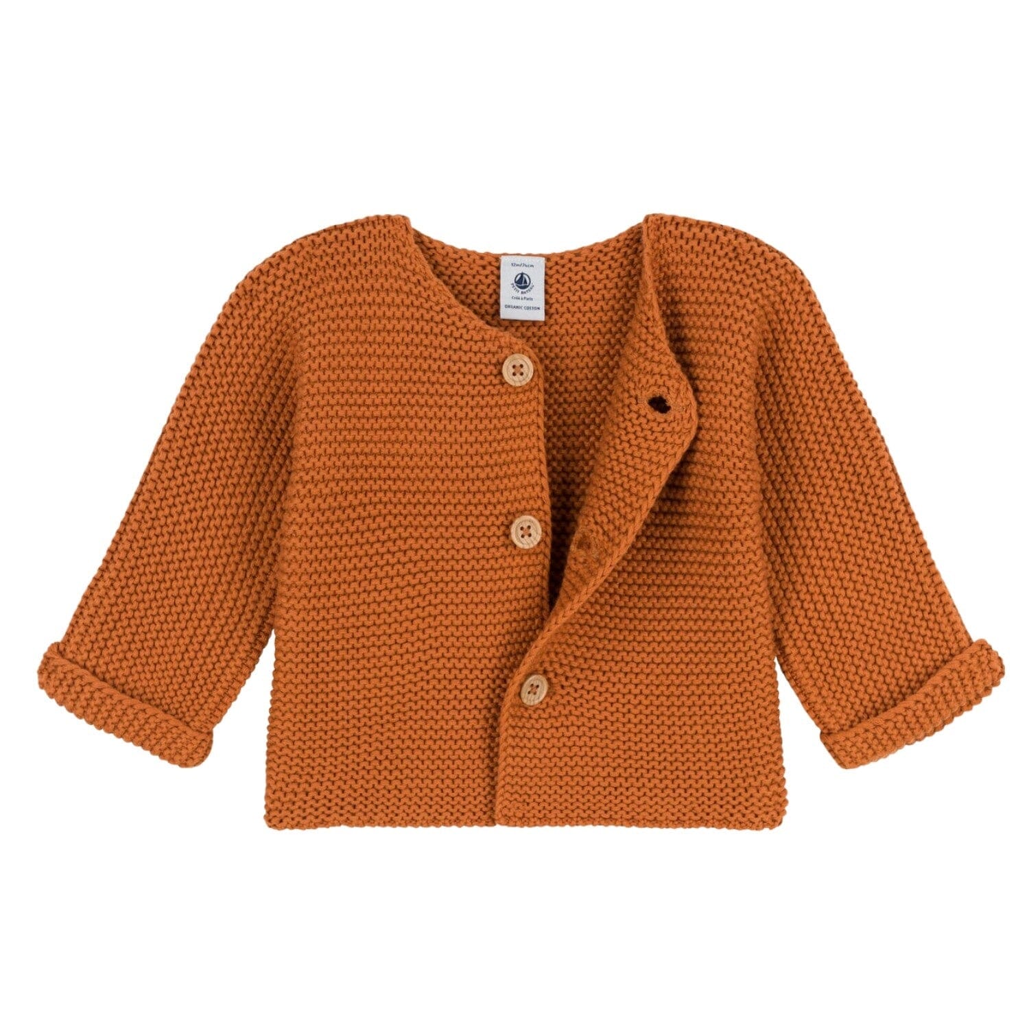 Petit Bateau Cardigan braun Krausstrick Strickjacken Petit Bateau