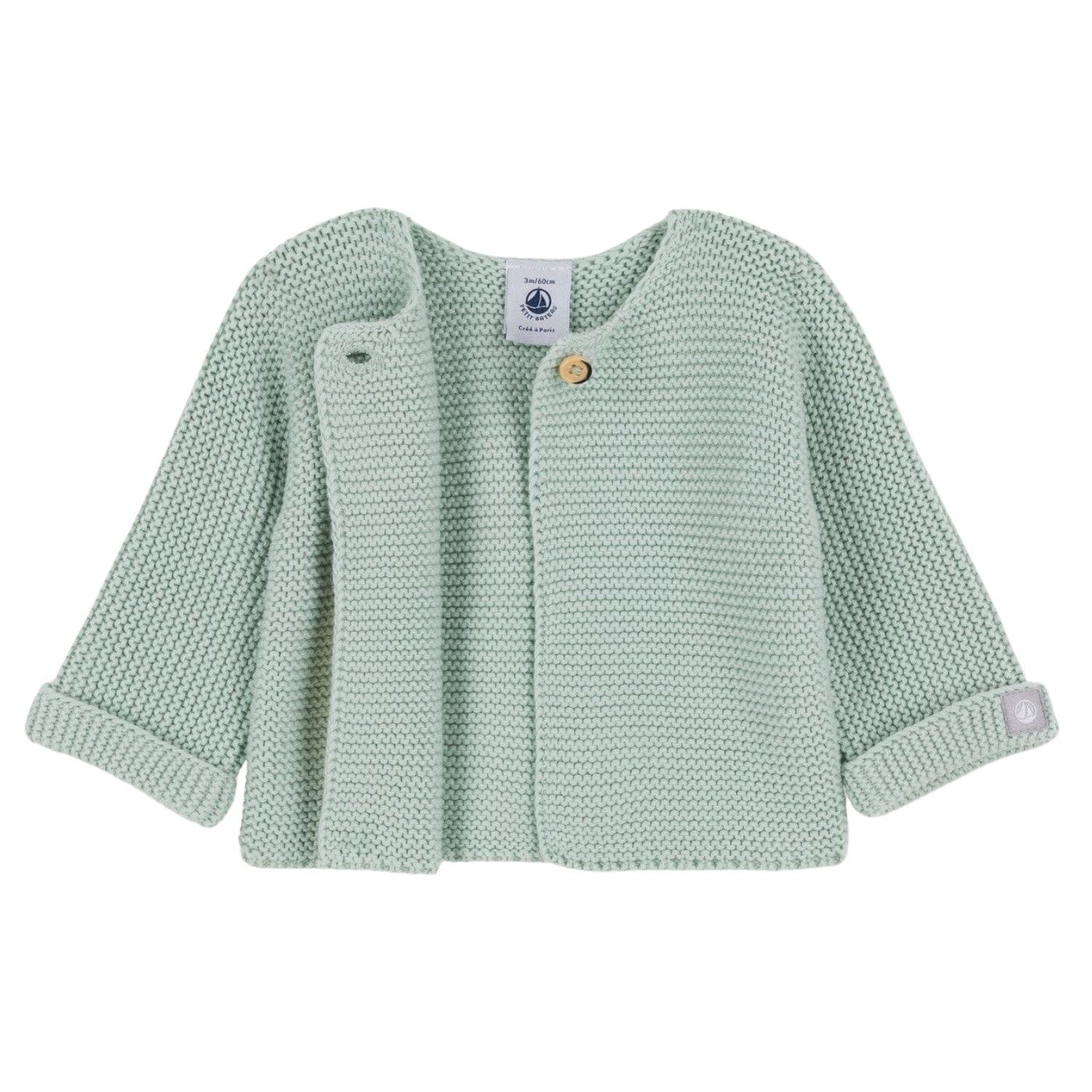 Petit Bateau Cardigan grün / herbier Krausstrick Strickjacken Petit Bateau