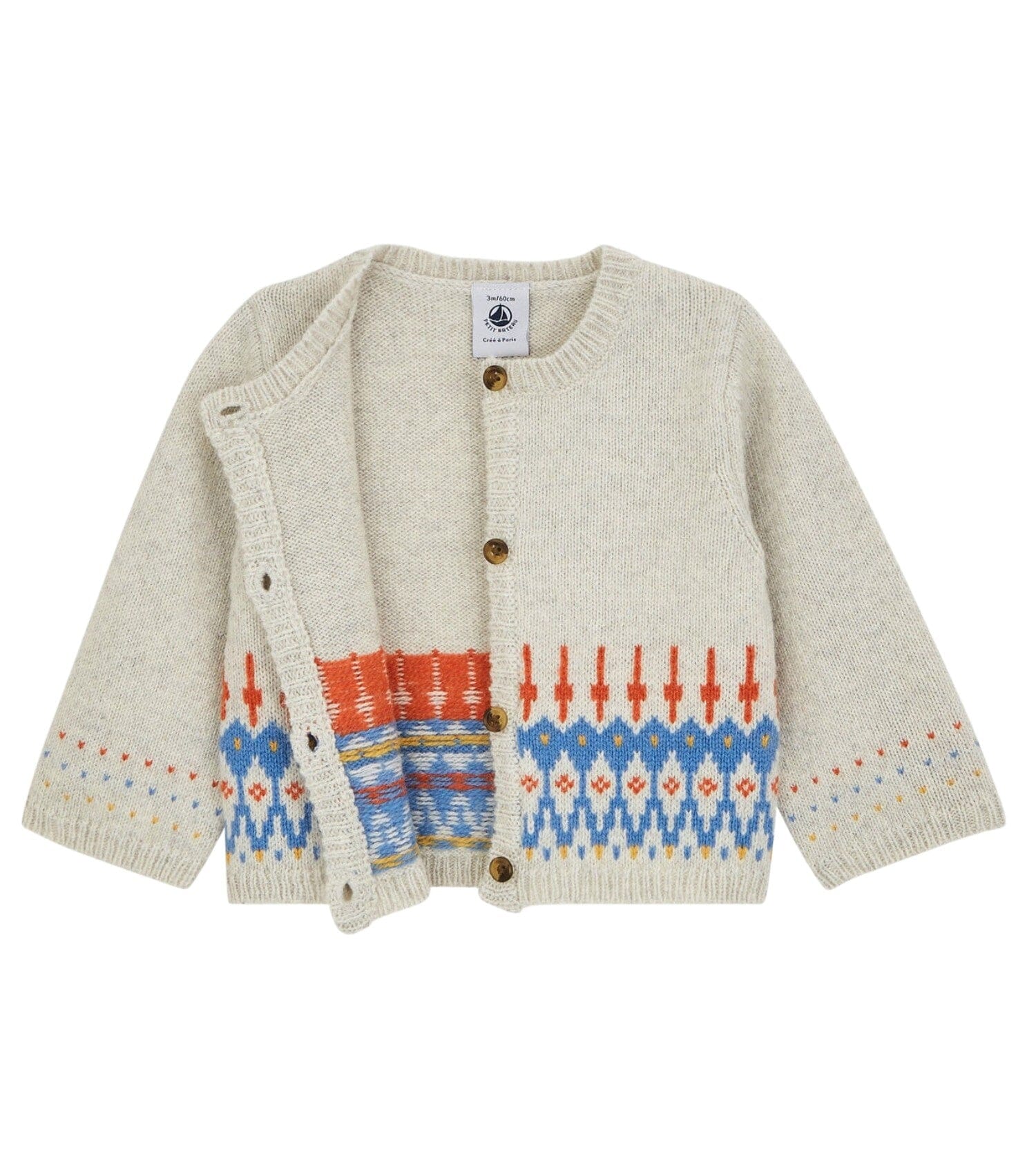 Petit Bateau Baby Cardigan mit Jaquard-Strick beige Strickjacken Petit Bateau