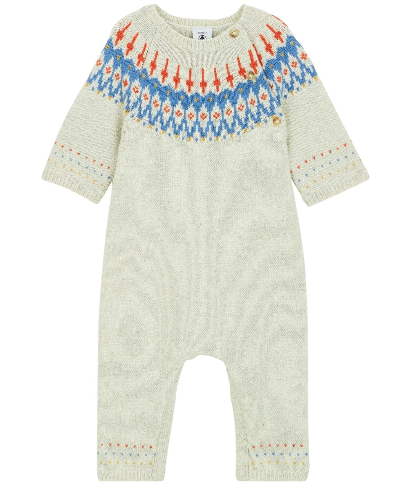 Petit Bateau weicher Baby Overall mit Jacquard-Strick beige Einteiler / Bodysuits Petit Bateau