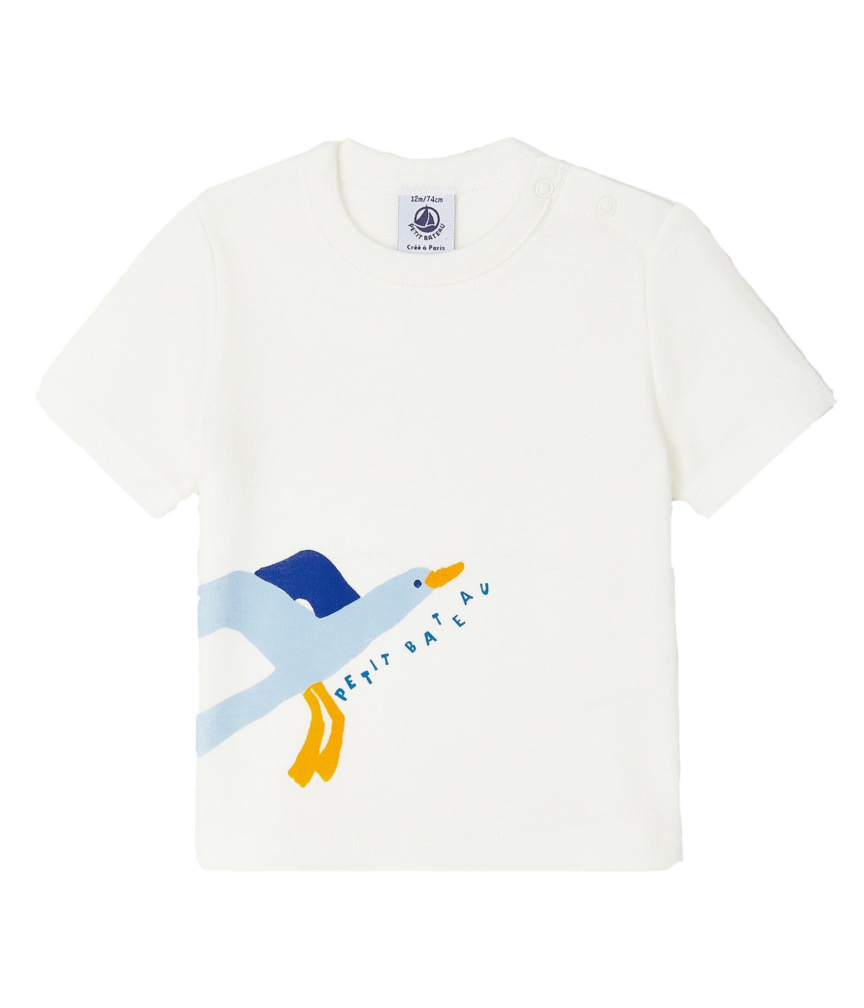 Betit Bateau T-Shirt creme mit großem Möwen Print T-Shirt Petit Bateau