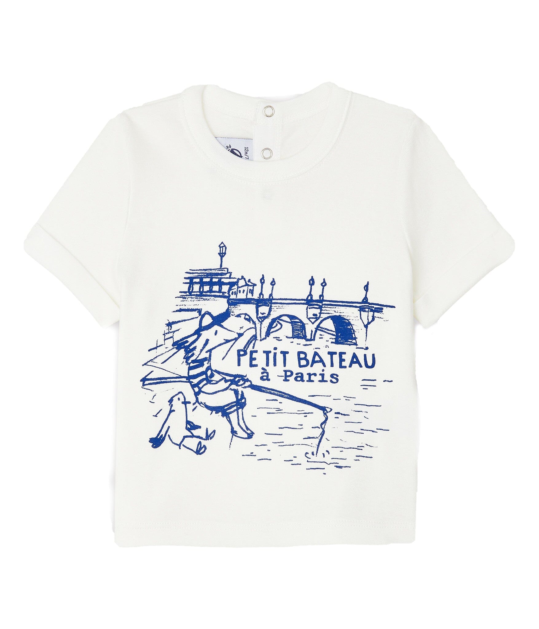 Petit Bateau T-Shirt creme mit Möwe Hund und Paris Print T-Shirt Petit Bateau