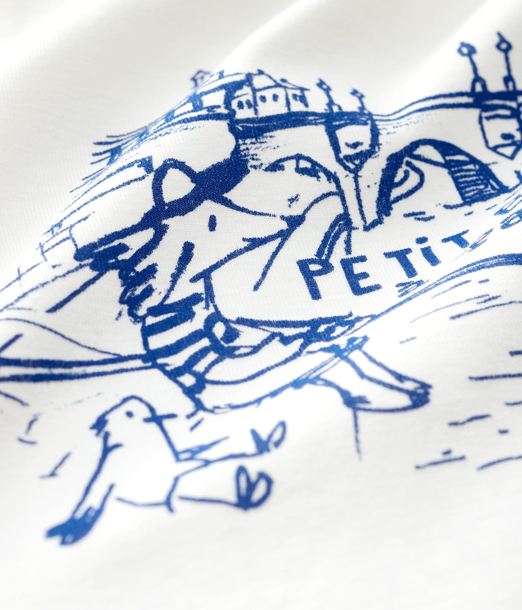 Petit Bateau T-Shirt creme mit Möwe Hund und Paris Print T-Shirt Petit Bateau
