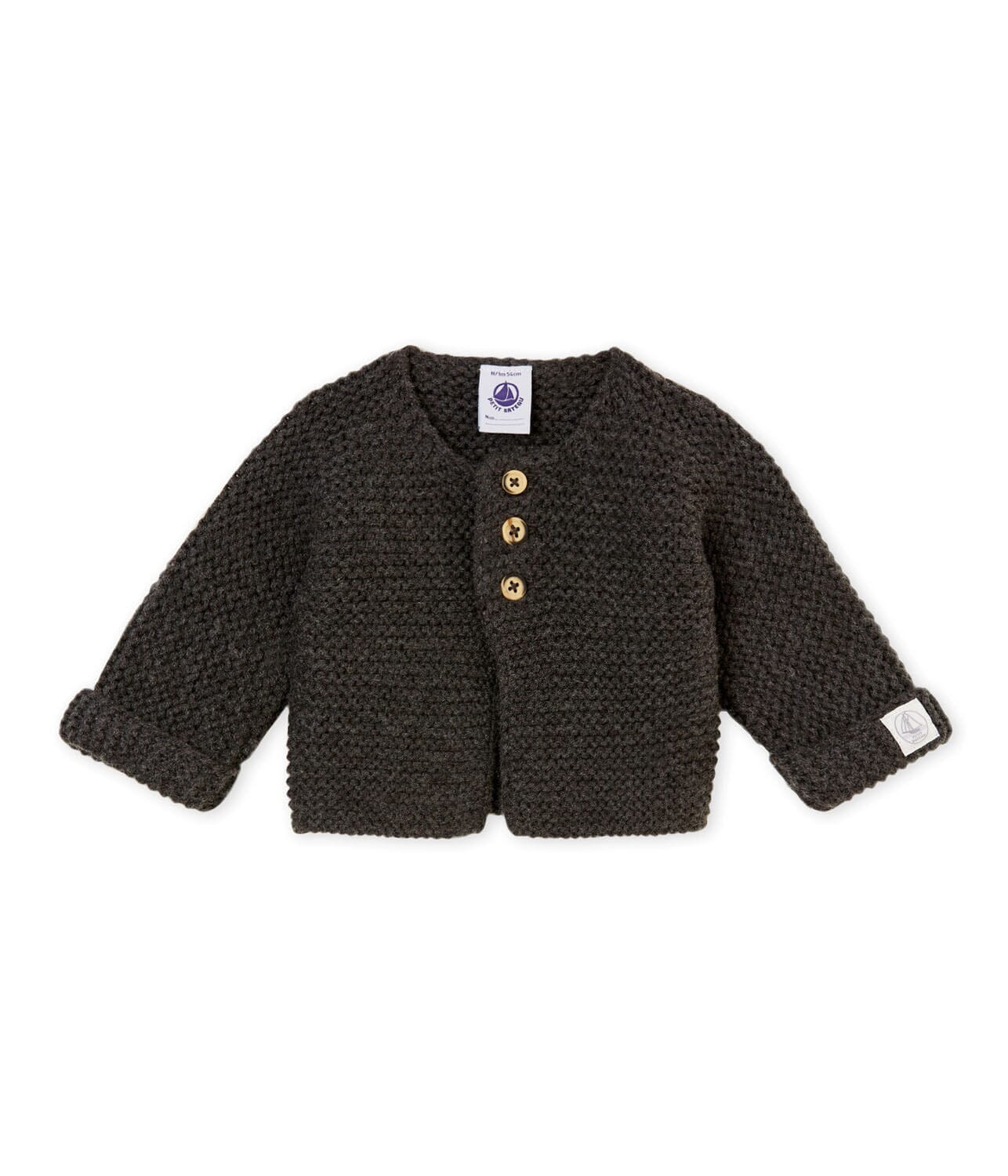 Petit Bateau Cardigan dunkelgrau Krausstrick Strickjacken Petit Bateau