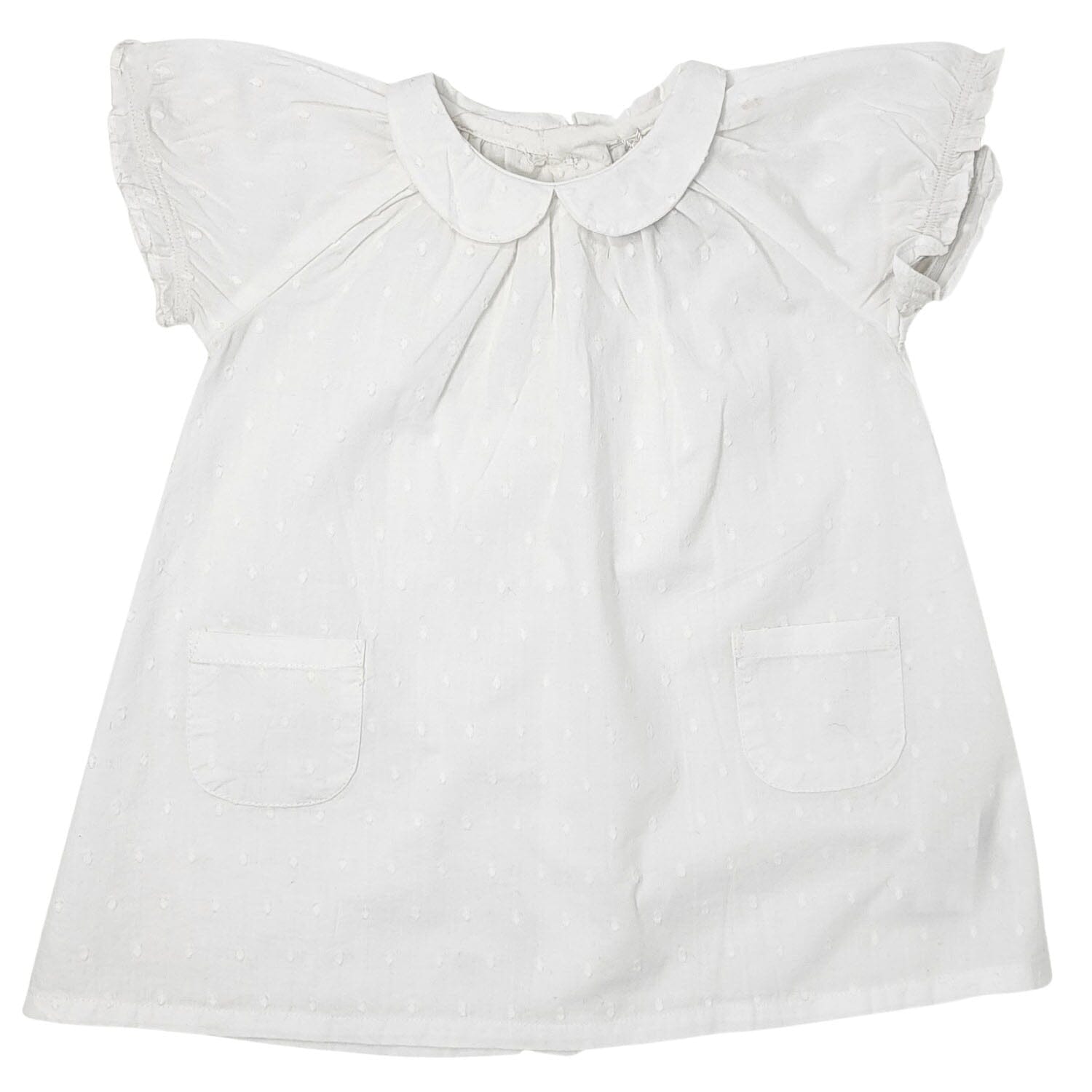 Petit Bateau edles Baby Kleidchen weiß mit Kragen Kleid Petit Bateau