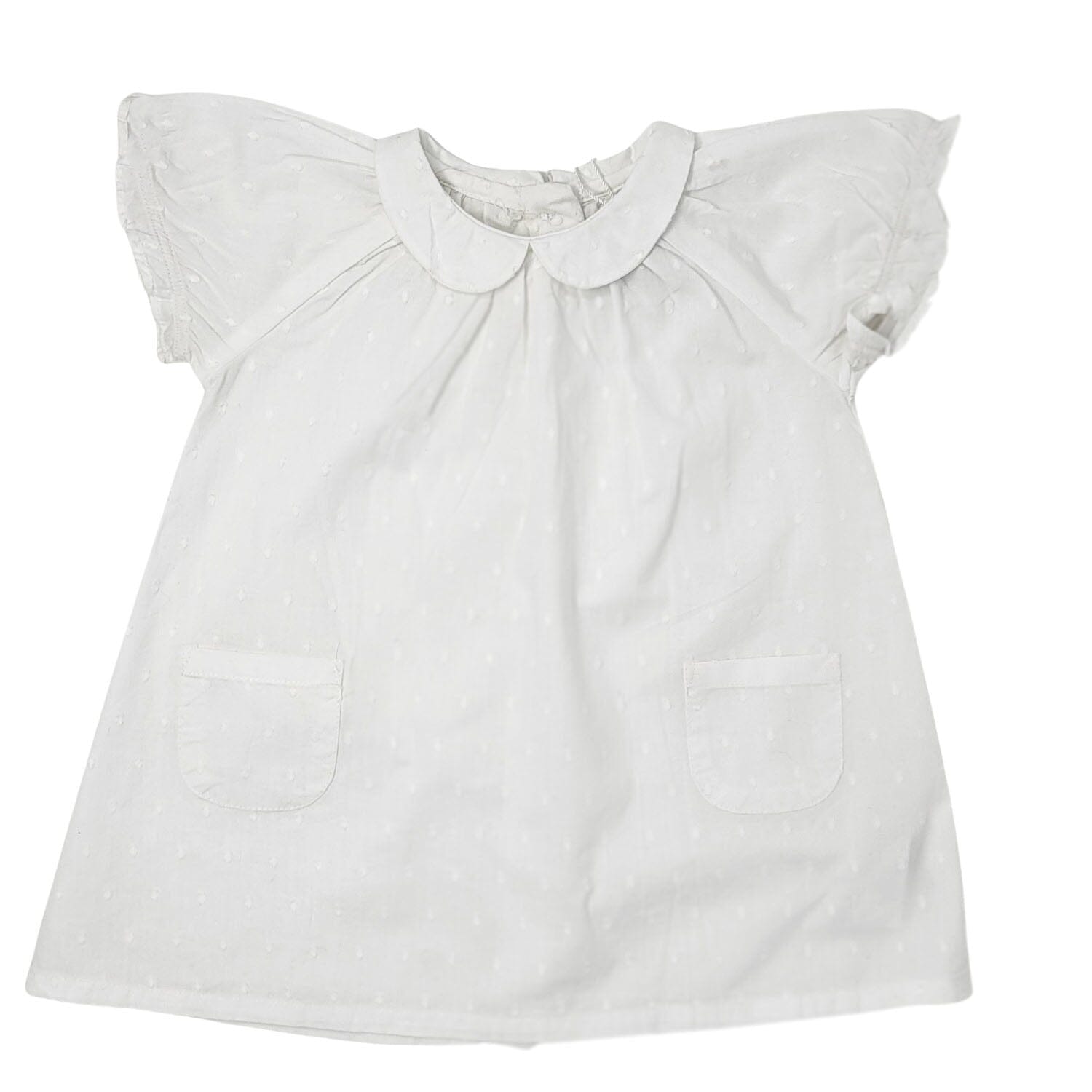 Petit Bateau edles Baby Kleidchen weiß mit Kragen Kleid Petit Bateau