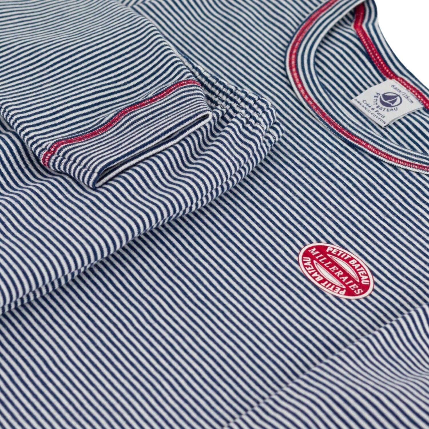Petit Bateau Pyjama Ringelstreifen blau weiß aus Rippstrick Schlafanzug Petit Bateau