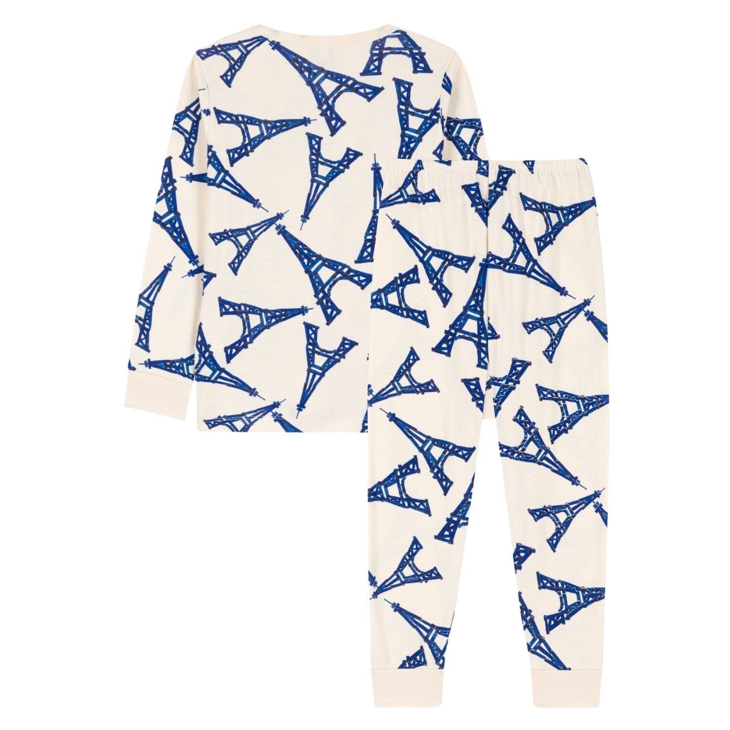 Petit Bateau Paris Pyjama mit blauen Eiffelturm Motiven Schlafanzug Petit Bateau