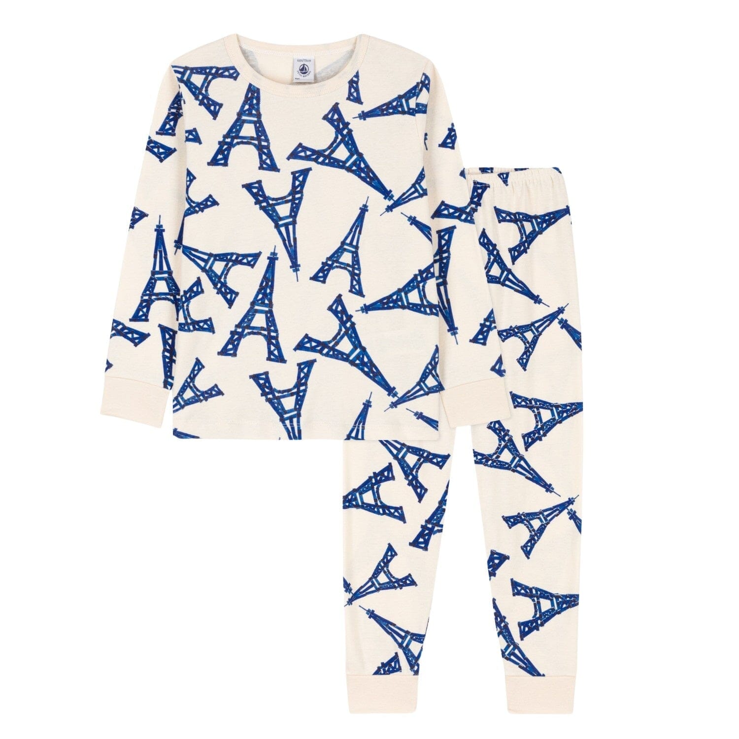 Petit Bateau Paris Pyjama mit blauen Eiffelturm Motiven Schlafanzug Petit Bateau