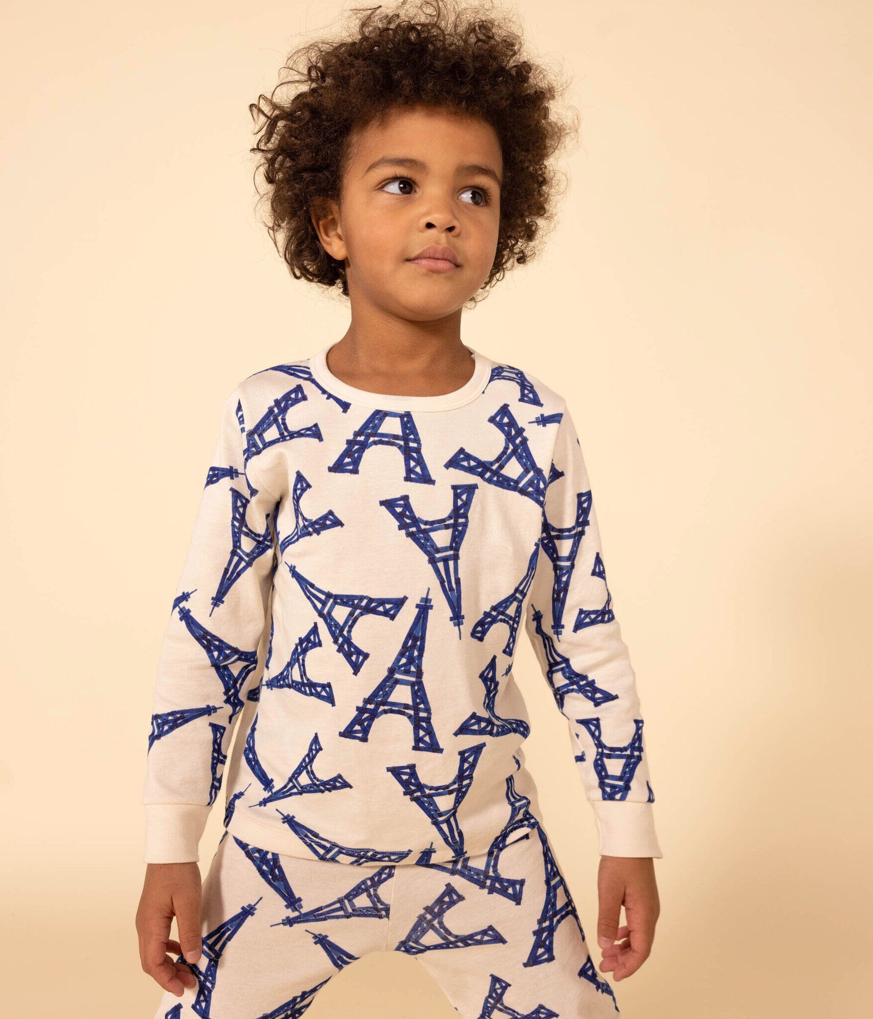 Petit Bateau Paris Pyjama mit blauen Eiffelturm Motiven Schlafanzug Petit Bateau