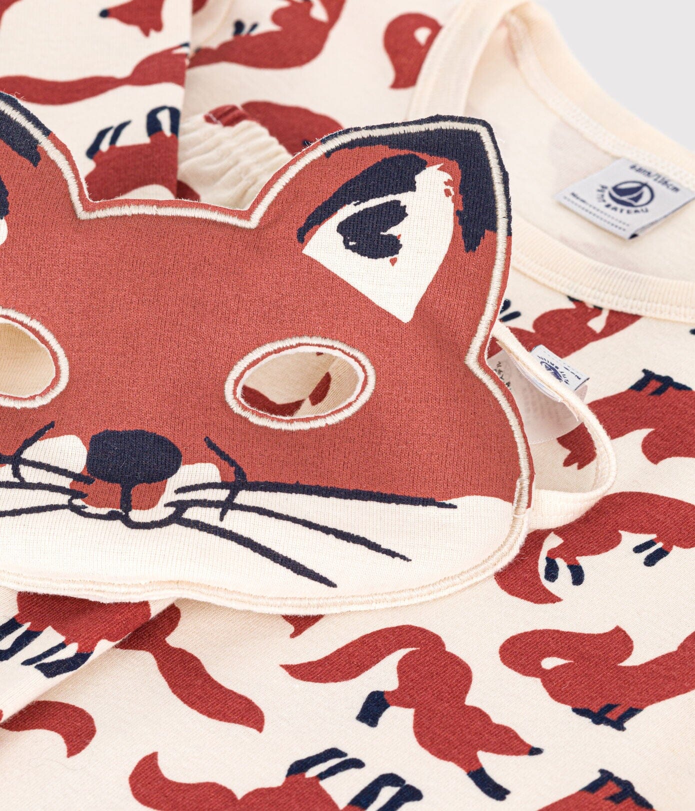 Petit Bateau langärmeliger Schlafanzug mit Fuchsprint und passender Fuchsmaske Schlafanzug Petit Bateau