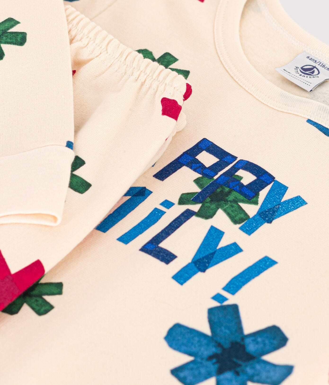 Petit Bateau Paris Pyjama Happy Family mit bunten Sternen Schlafanzug Petit Bateau