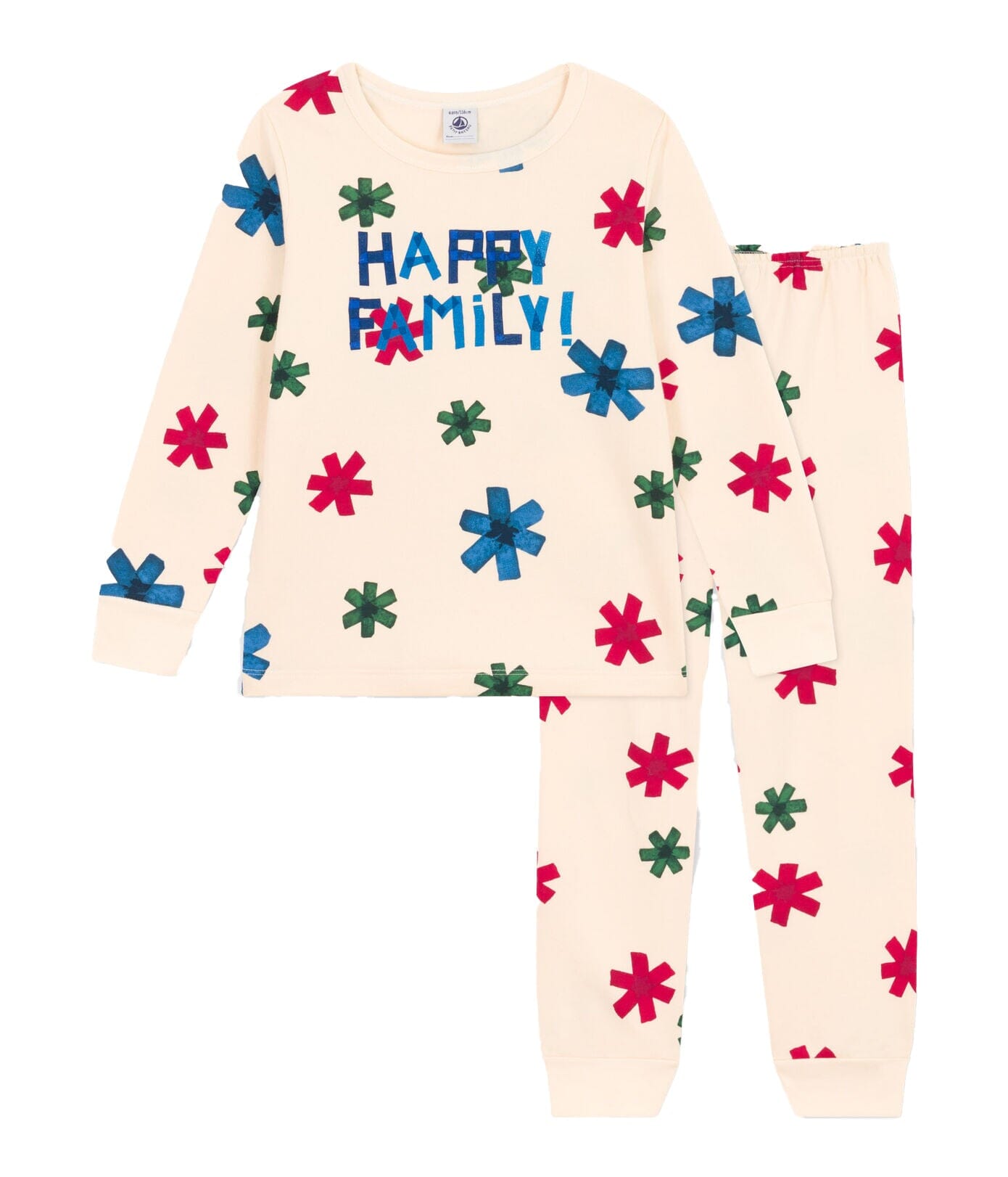 Petit Bateau Paris Pyjama Happy Family mit bunten Sternen Schlafanzug Petit Bateau