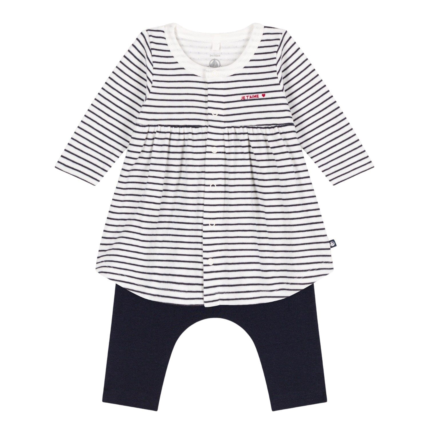 Petit Bateau langärmeliges Baby Kleid mit Leggings Baby Kombination Petit Bateau