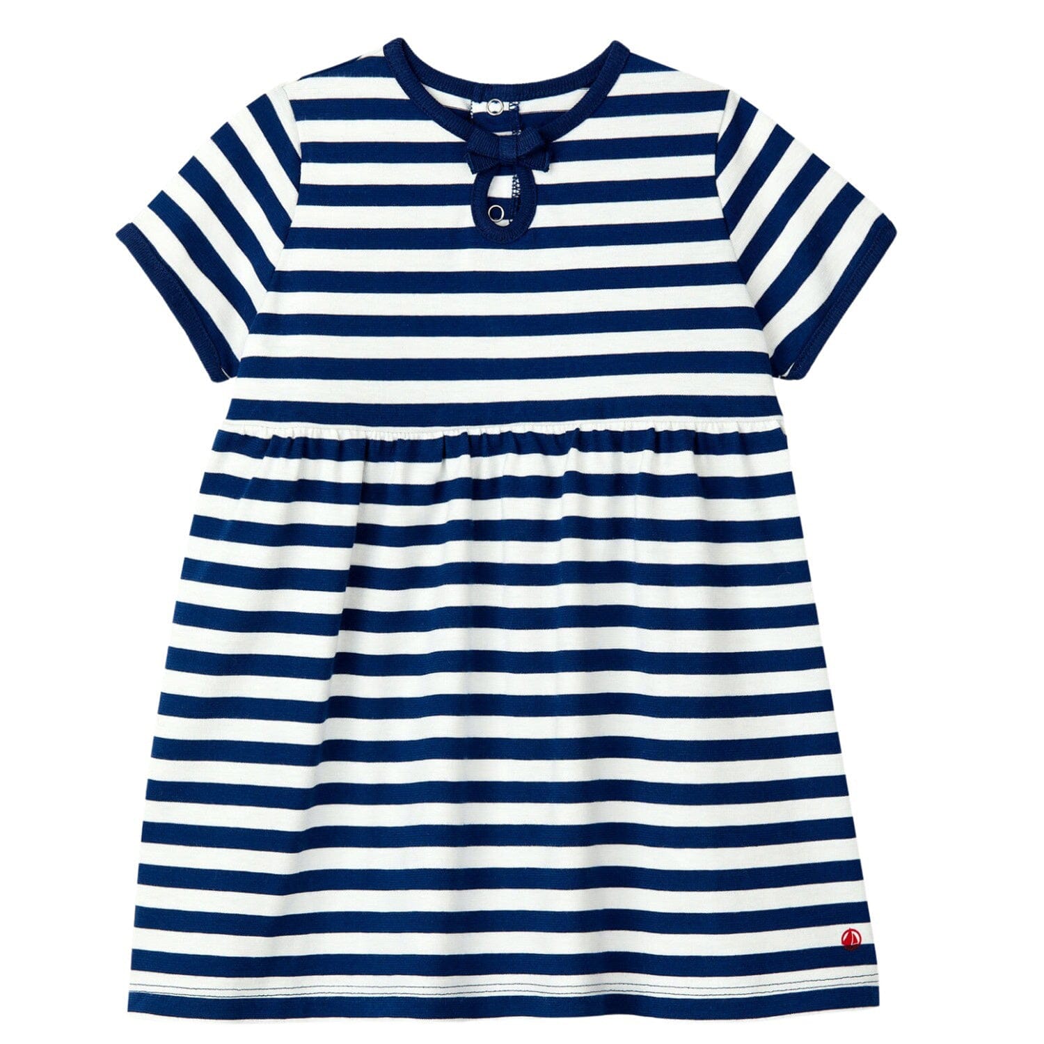 Petit Bateau kurzärmeliges gestreiftes Baby Kleid in blau/weiß aus Jersey Kleid Petit Bateau