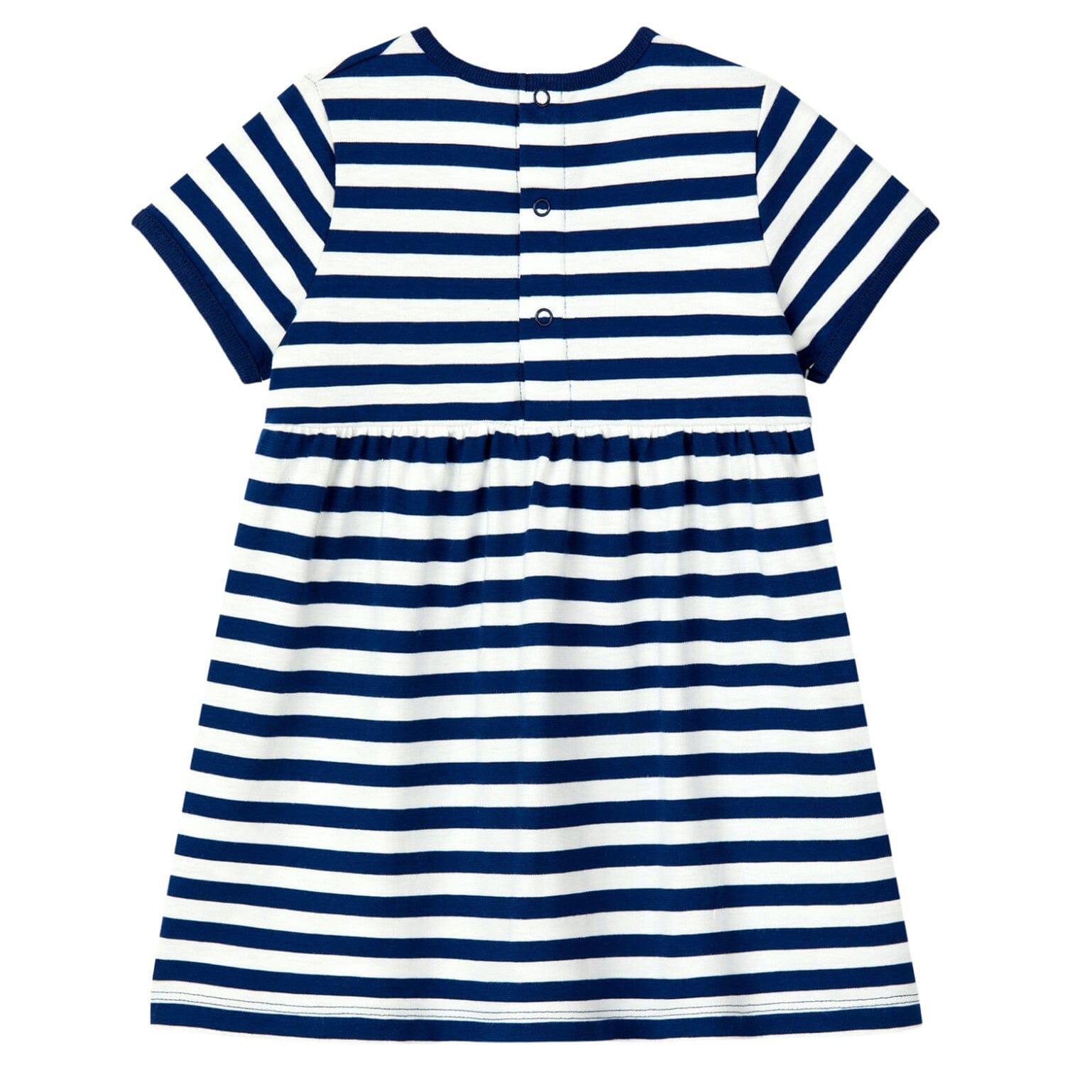 Petit Bateau kurzärmeliges gestreiftes Baby Kleid in blau/weiß aus Jersey Kleid Petit Bateau