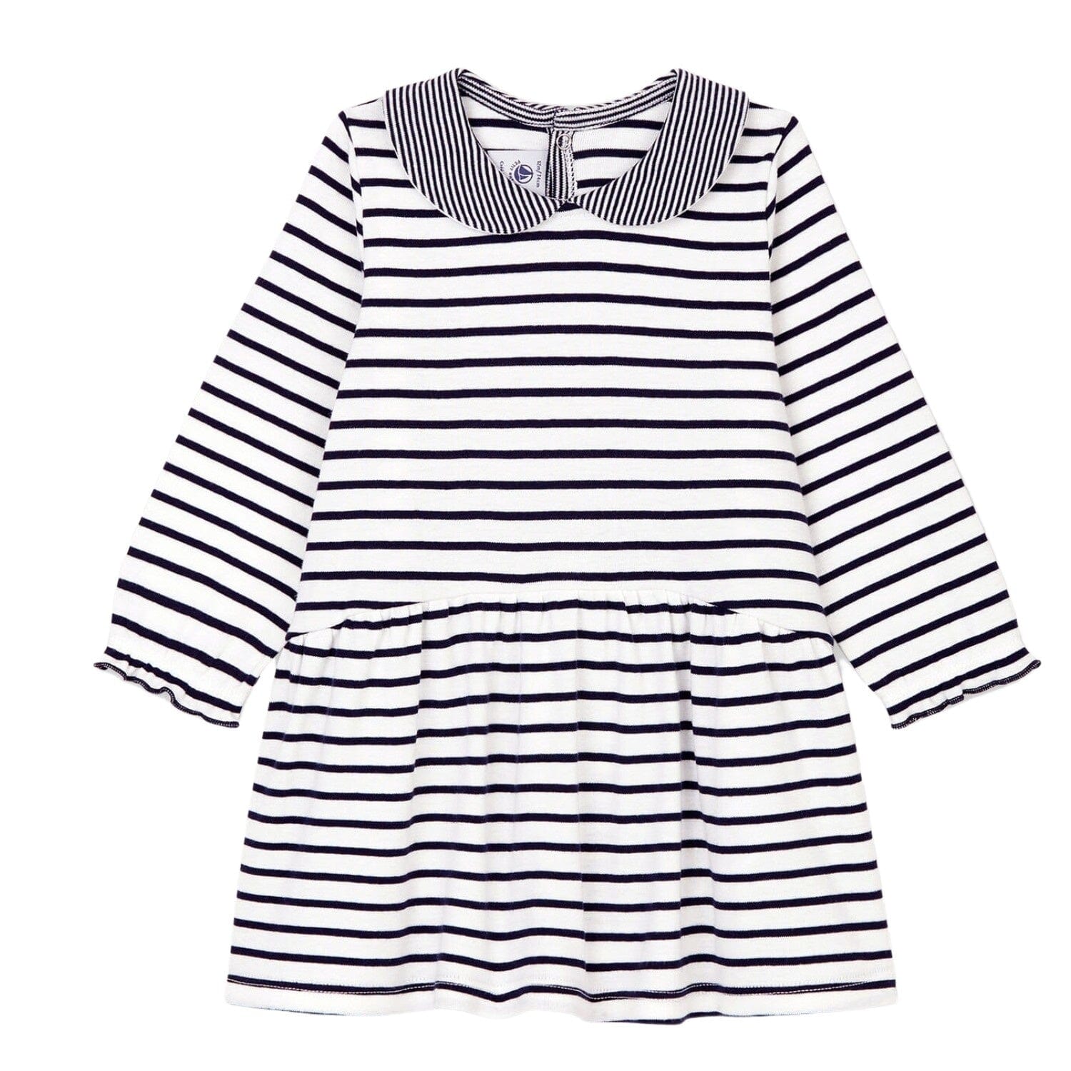 Petit Bateau kurzärmeliges gestreiftes Baby Kleid in blau/weiß Kleid Petit Bateau