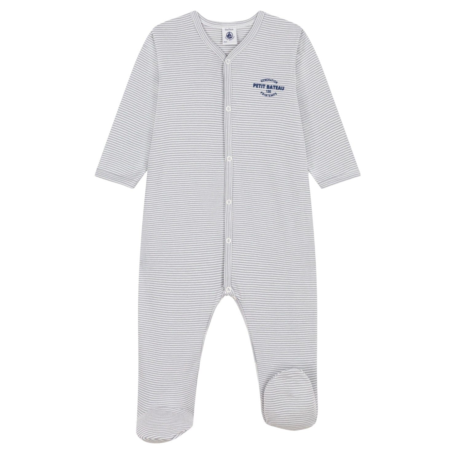 Petit Bateau Ringelstrampler in grau aus Baumwolle Strampler Petit Bateau