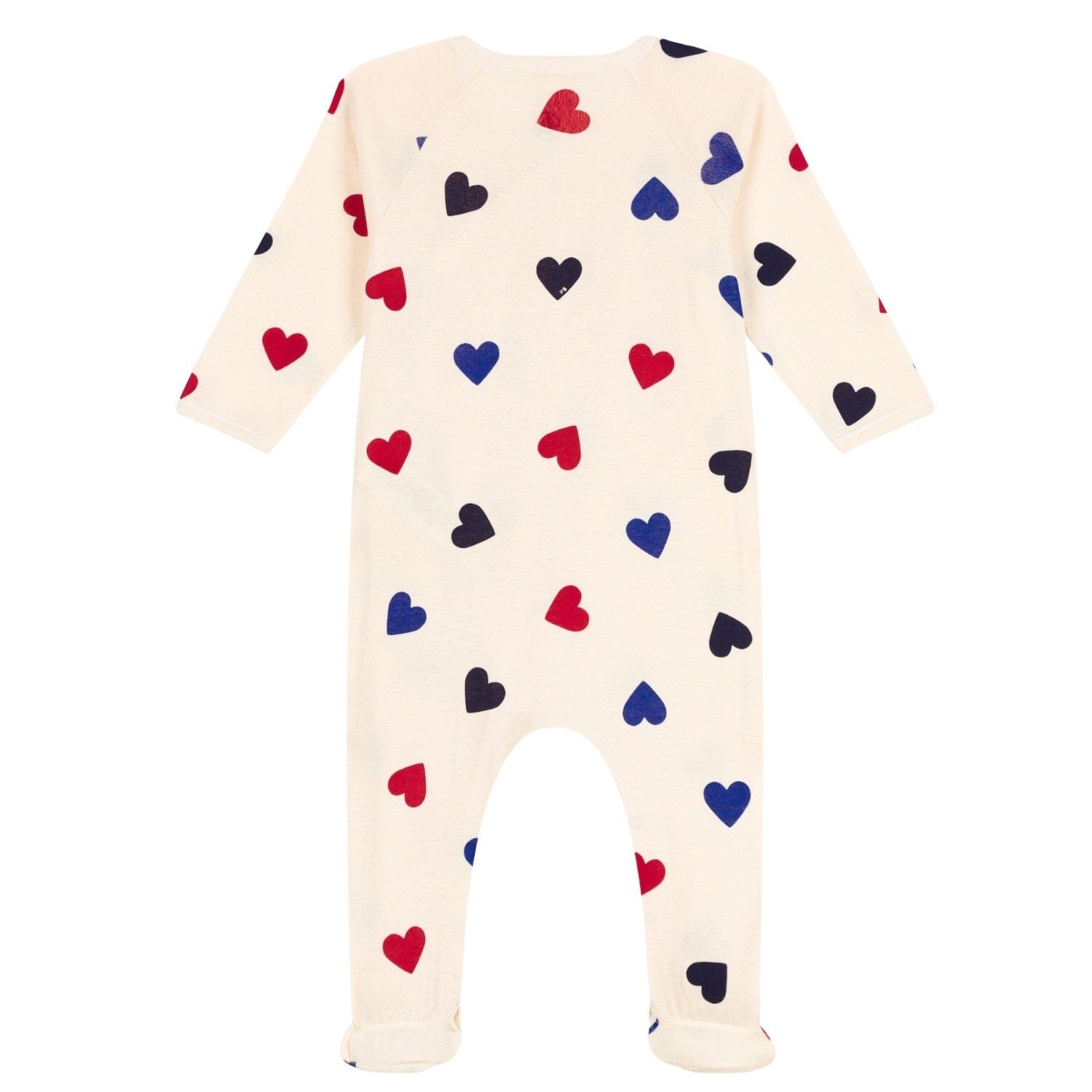 Petit Bateau Strampler mit blauen, roten und schwarzen Herzen Strampler Petit Bateau