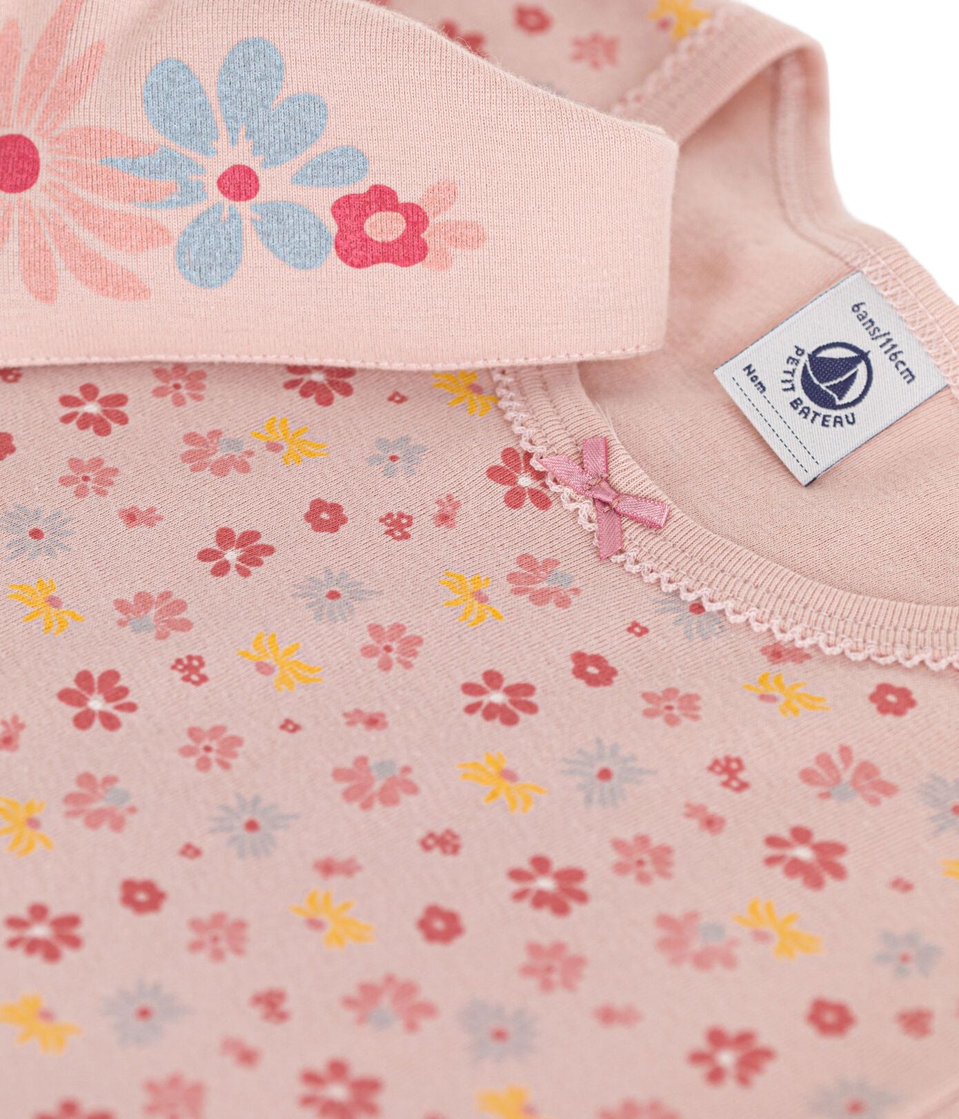 Petit Bateau Nachthemd weiß mit Blumenprint und Haube Nachthemd Petit Bateau