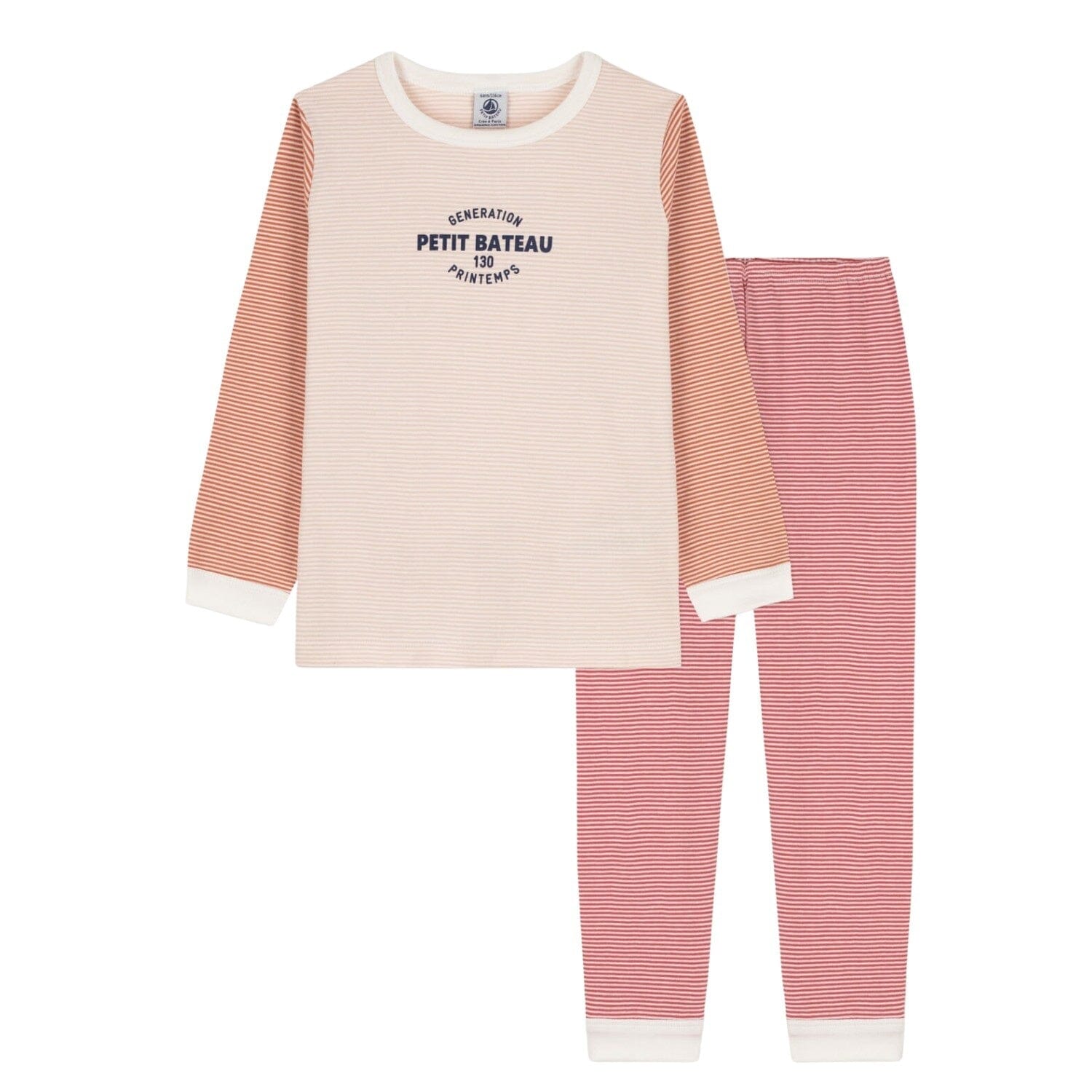 Petit Bateau Pyjama Ringelstreifen Mehrfarbig aus Rippstrick - Schlafanzug Petit Bateau