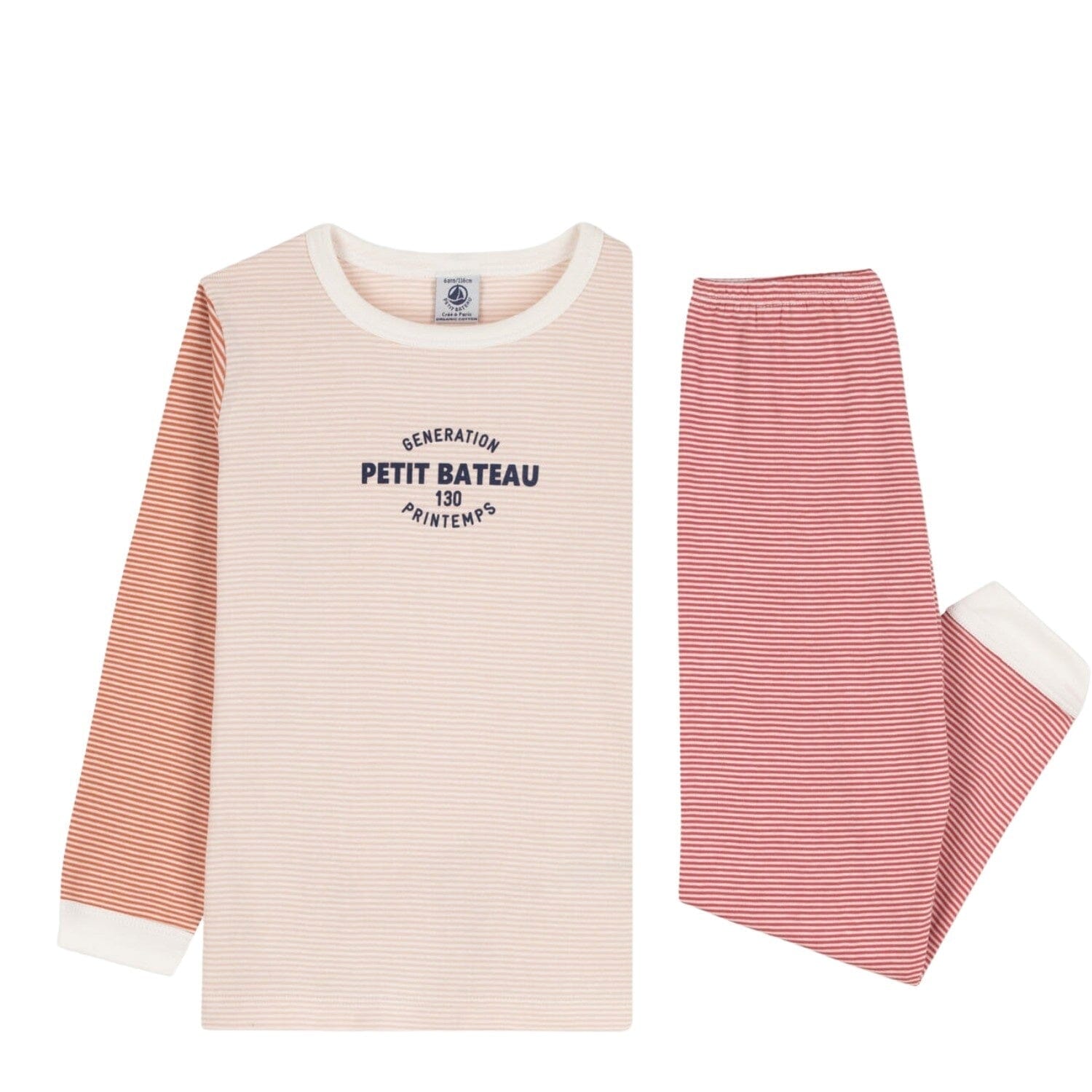Petit Bateau Pyjama Ringelstreifen Mehrfarbig aus Rippstrick - Schlafanzug Petit Bateau